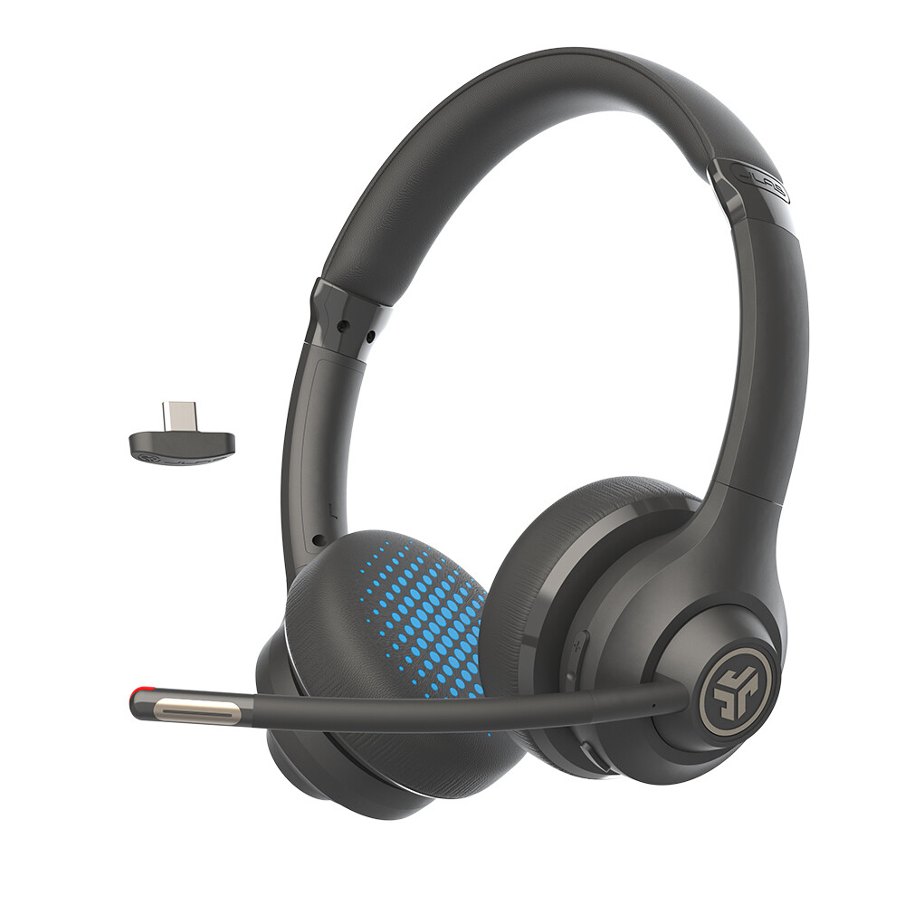 JLab GO Work Wireless On-Ear Headset Gen 2, Boom Mic, Bluetooth & Wired,