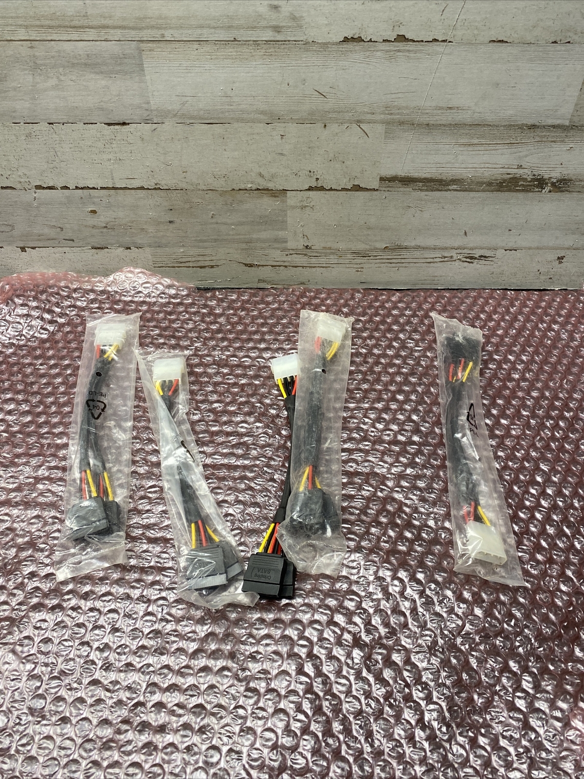 Lot of 5 Power Cable 7.5 Inch 4 Pin to 2X 16 Flat Pin Connector 8621TUV ECI 4