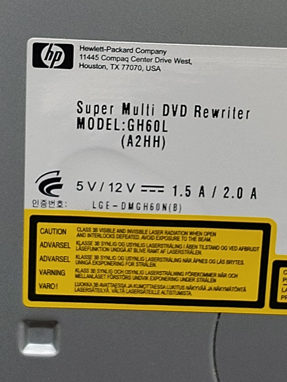 HP GH60L LightScribe DVD±RW Dual Layer DVD Writer SATA Optical Drive