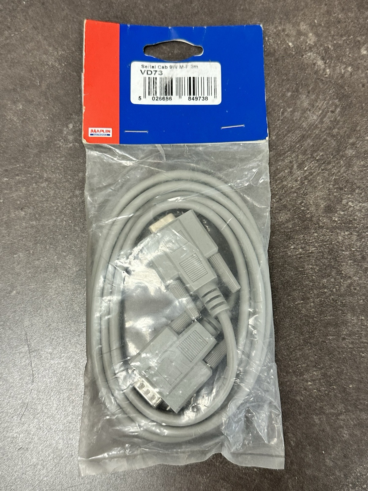 Maplin Electronics 6FT (2M) Gray Straight Through VD73 RS232 Serial Cable M/F