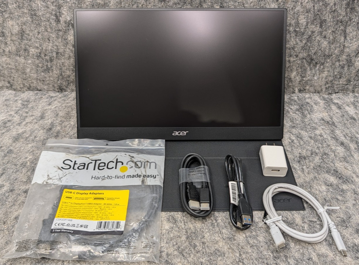 Acer PM161Q 15.6in Portable Monitor 1920×1080 250Nit 60Hz 5ms Bundle