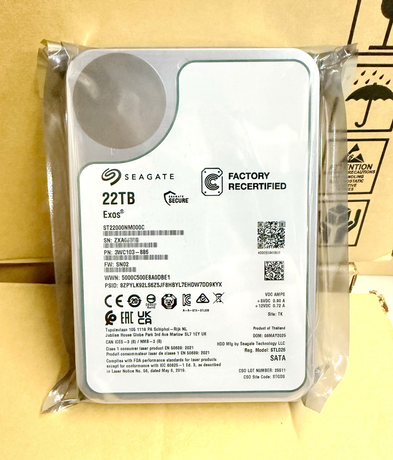 ST22000NM000C Seagate Exos 22TB 3.5″ 512MB Internal CMR 7.2K 6Gb SATA Hard Drive