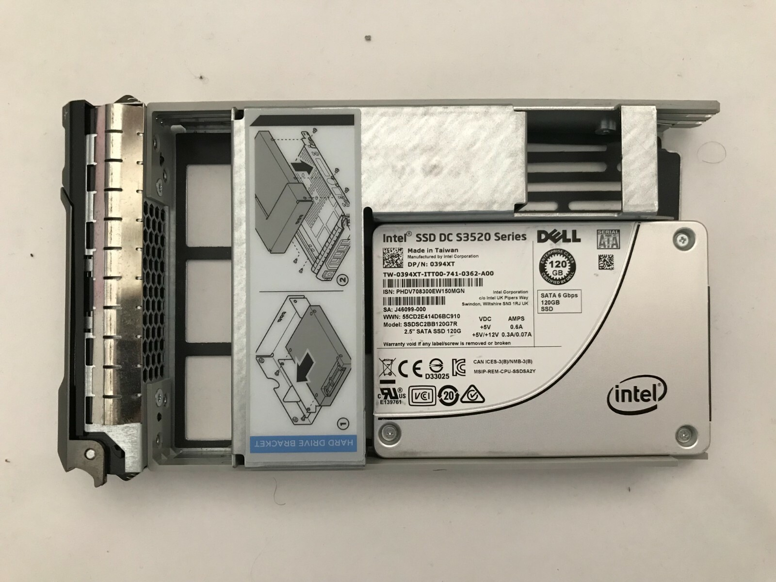 394XT DELL INTEL S3520 SSDSC2BB120G7R 120GB 2.5″ SATA3 6.0GBS MLC SSD T420 R720