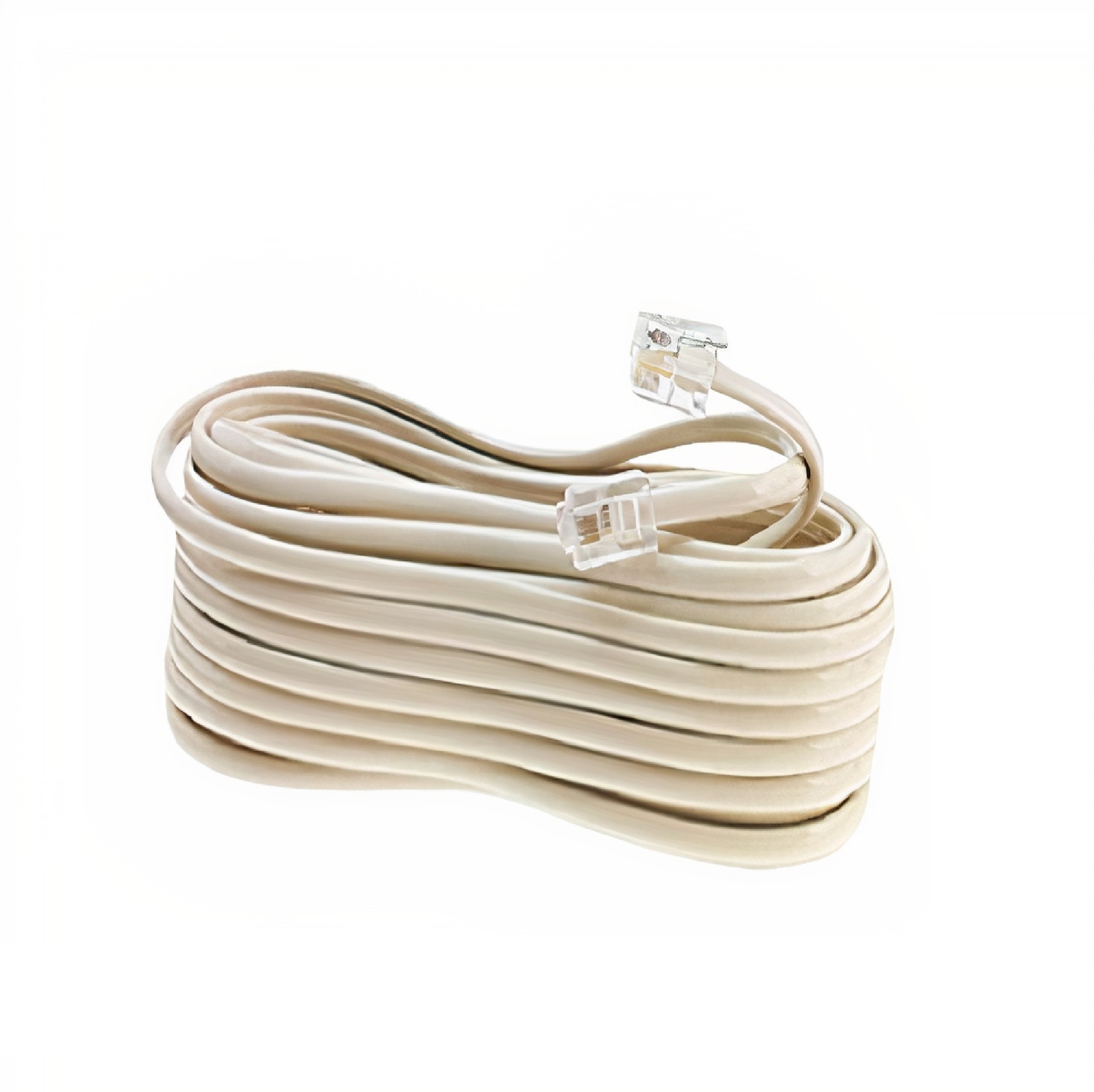 RJ-11 Ethernet Telephone Cord Phone Cable Extension Line Wire Ivory Beige 25 ft