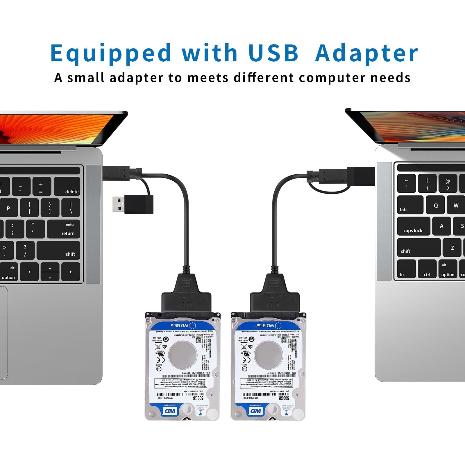 SATA to USB 3.0 Adapter Cable USB-C/USB-A 0.7ft to SATA III 2.5in HDD SSD UASP