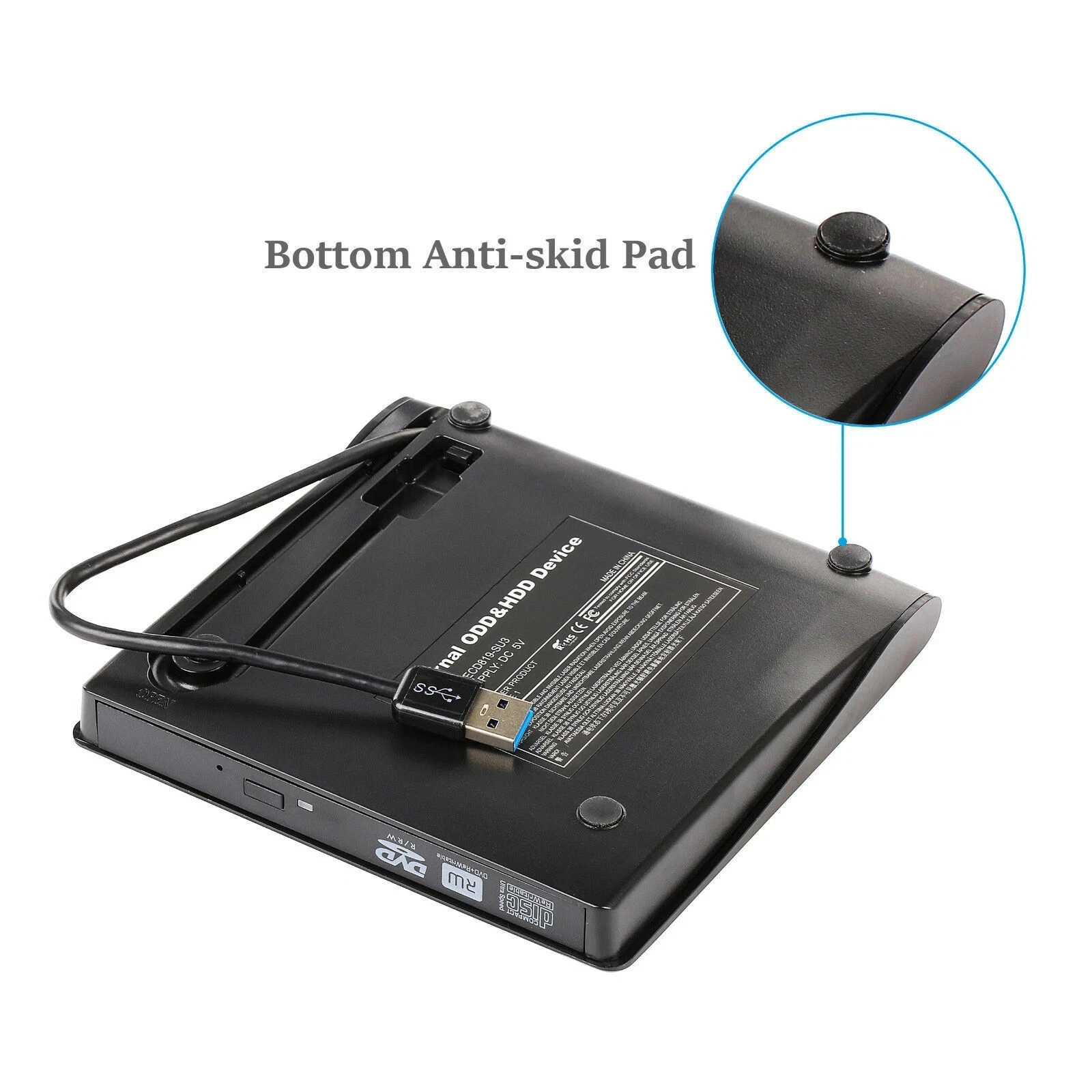 Slim External CD/DVD RW Drive USB 3.0 Writer Burner Player Black For Laptop PC