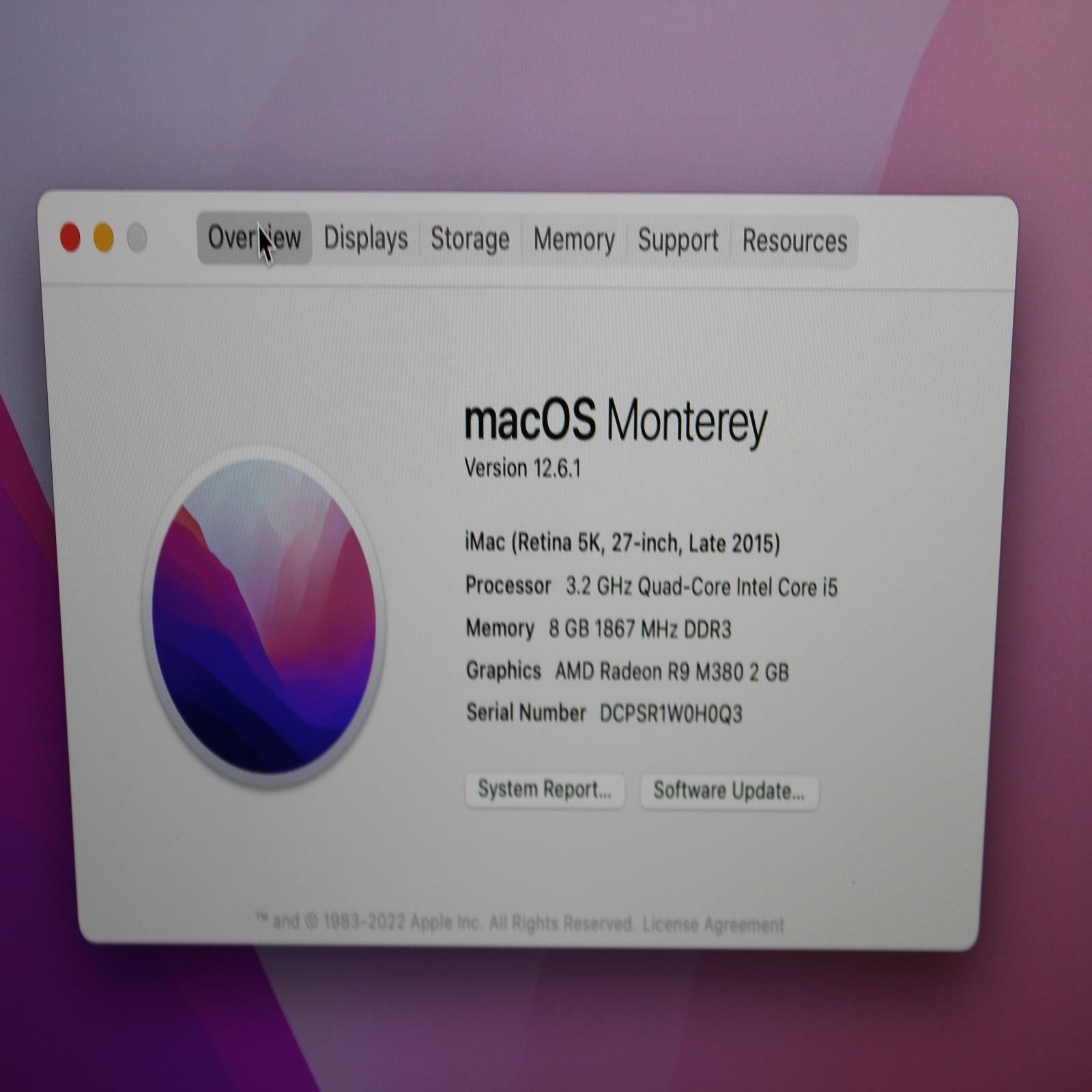 Apple iMac Retina 5K 27″, Late 2015 Quad-Core i5 3.2GHz 8GB RAM 1.03TB