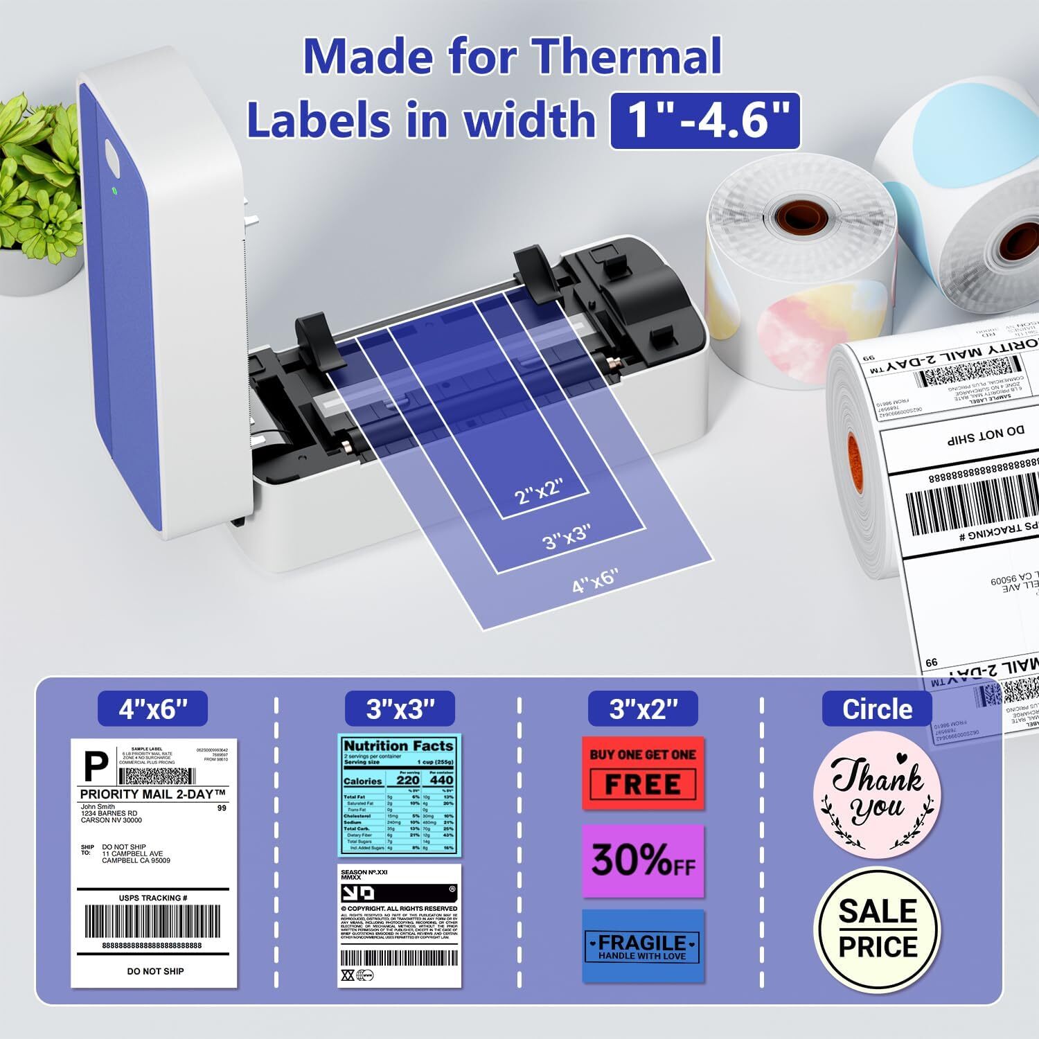 Shipping Label Maker Bluetooth Thermal Address Label Printer eBay Amazon UPS LOT