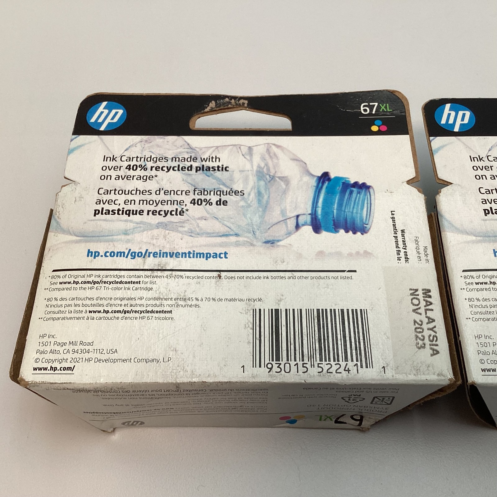 Lot of 2 HP 67XL Black & Tri-Color Ink Cartridges 3YM57AN 3YM58AN – 2023 & 2024