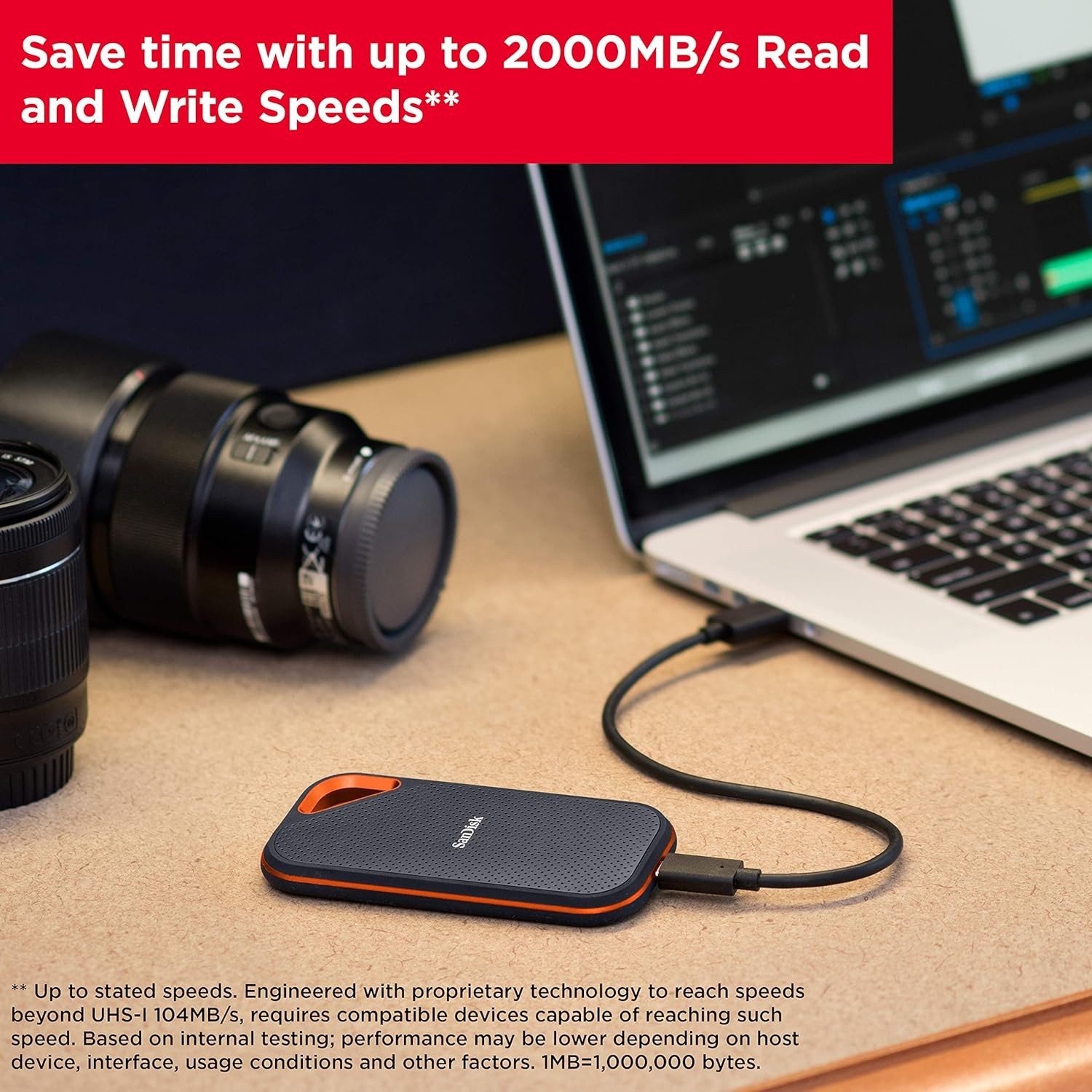 SanDisk Extreme PRO External Solid State Drive Black 2TB USB-C 2000MB/s NVMe