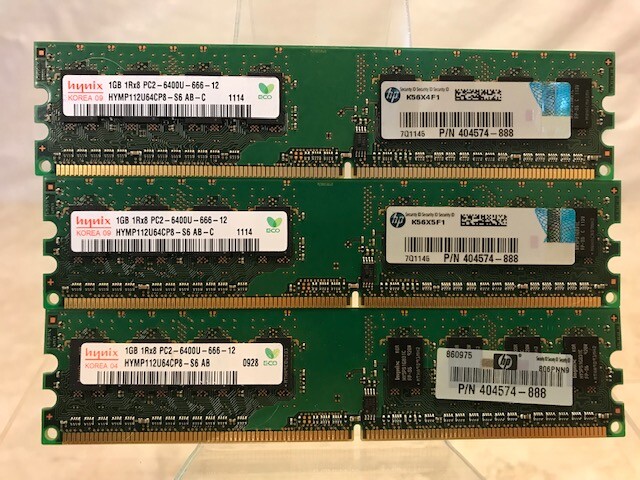 HYMP112U64CP8-S6 Hynix 3GB (3x1GB) PC2-6400U Desktop Memory 404574-888