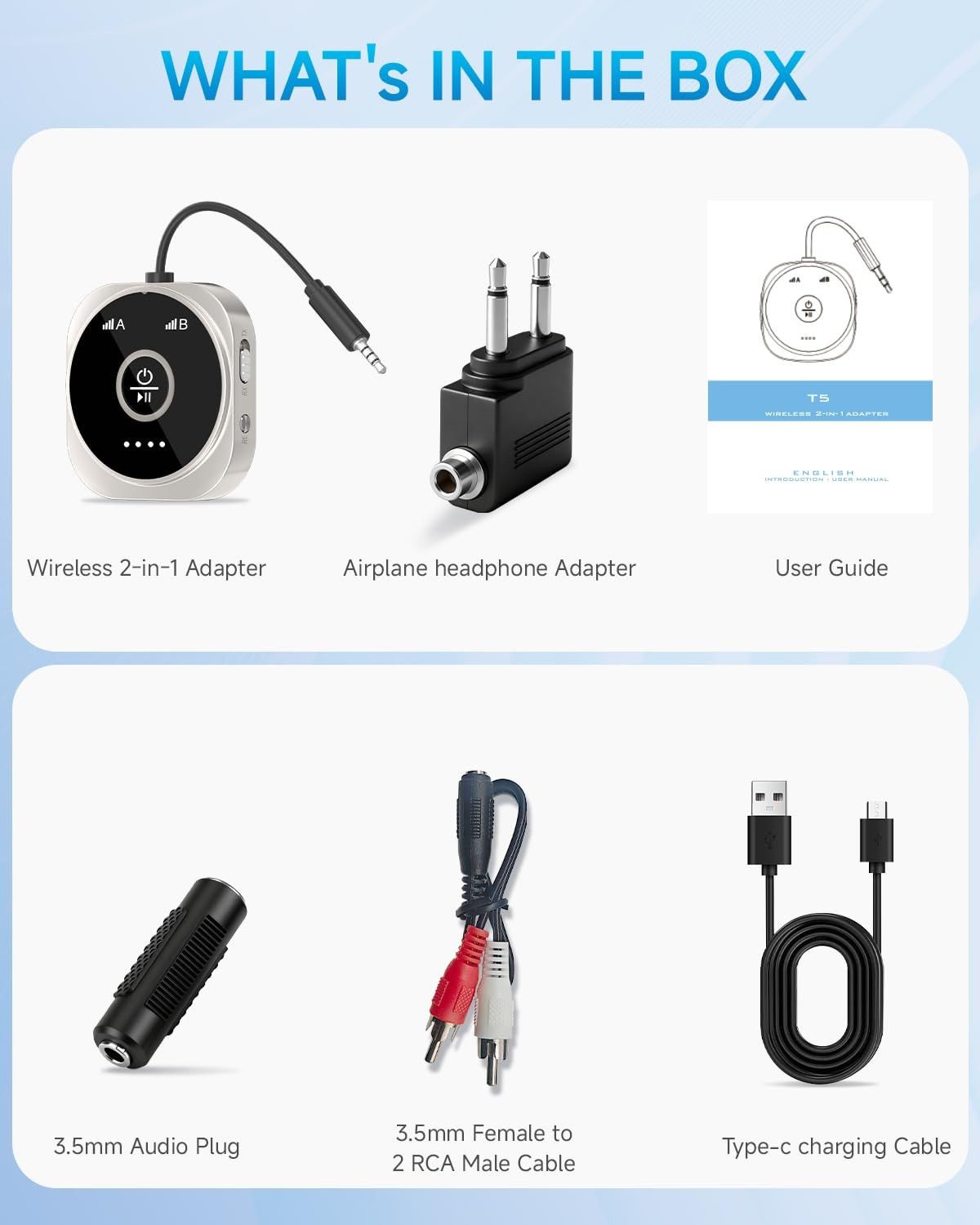 Bluetooth 5.4 Transmitter Receiver, aptX Low Latency, 24Hr Playtime, 3.5mm AUX A