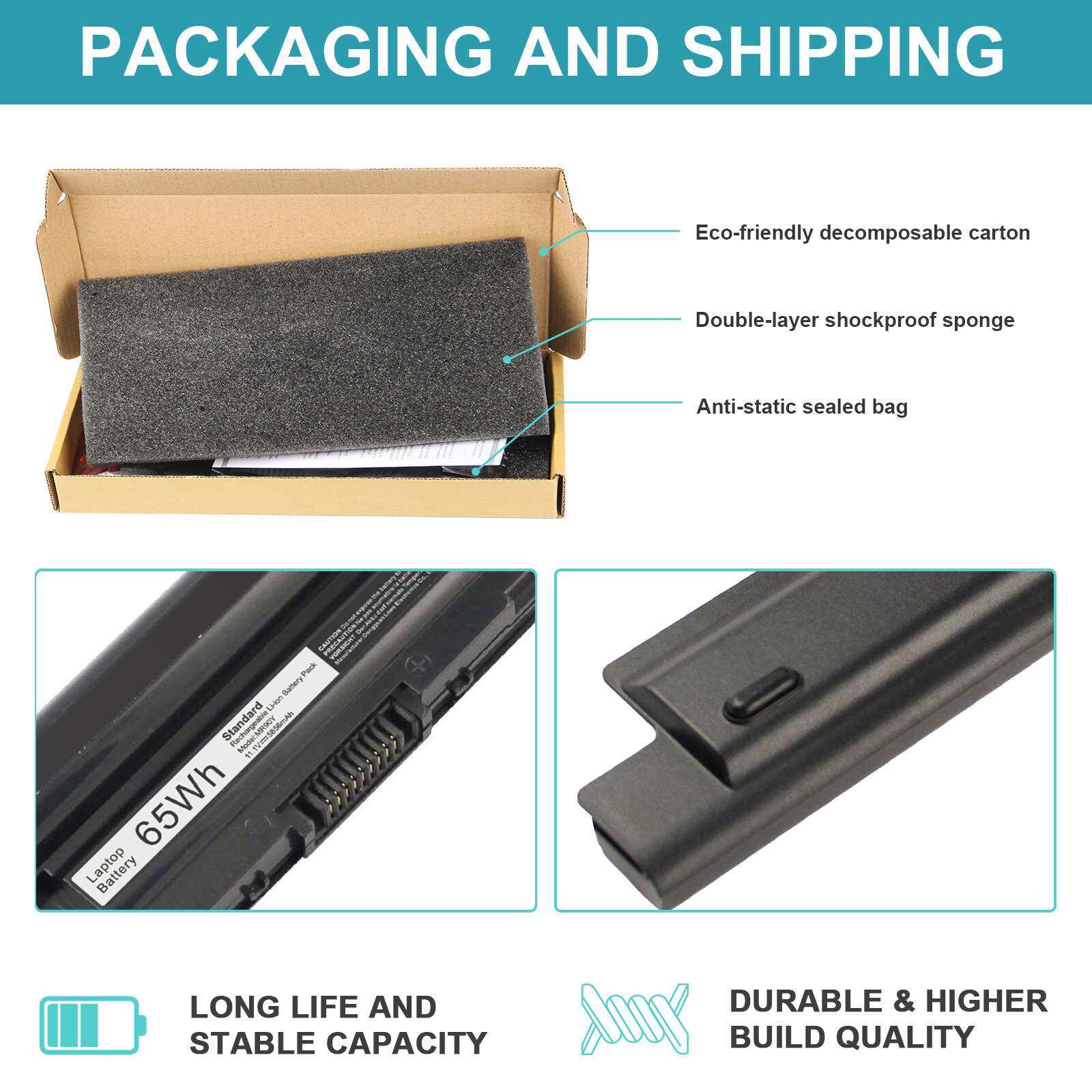 ✅65Wh XCMRD MR90Y Battery For Dell Inspiron 3421 5421 15-3521 5521 3721 VR7HM