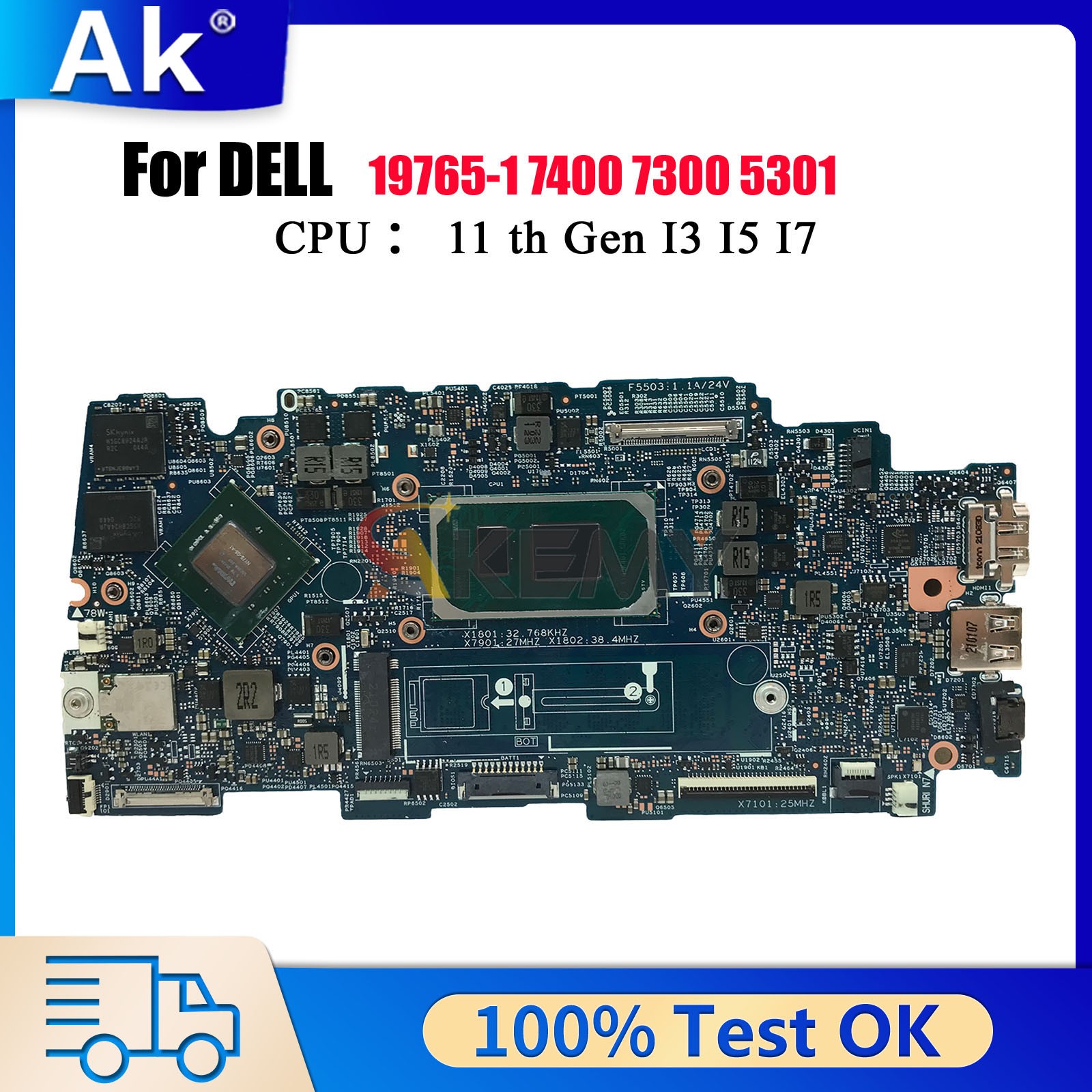 19765-1 Mainboard For Dell Inspiron 7400 7300 Vostro 5301 0X49H6 with i3 i5 i7