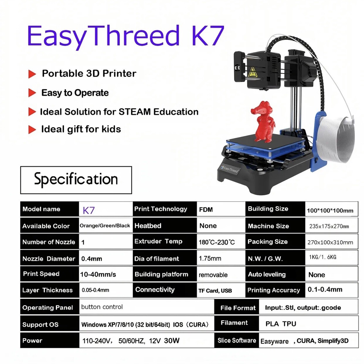 Easy threes 3D mini printer beginner