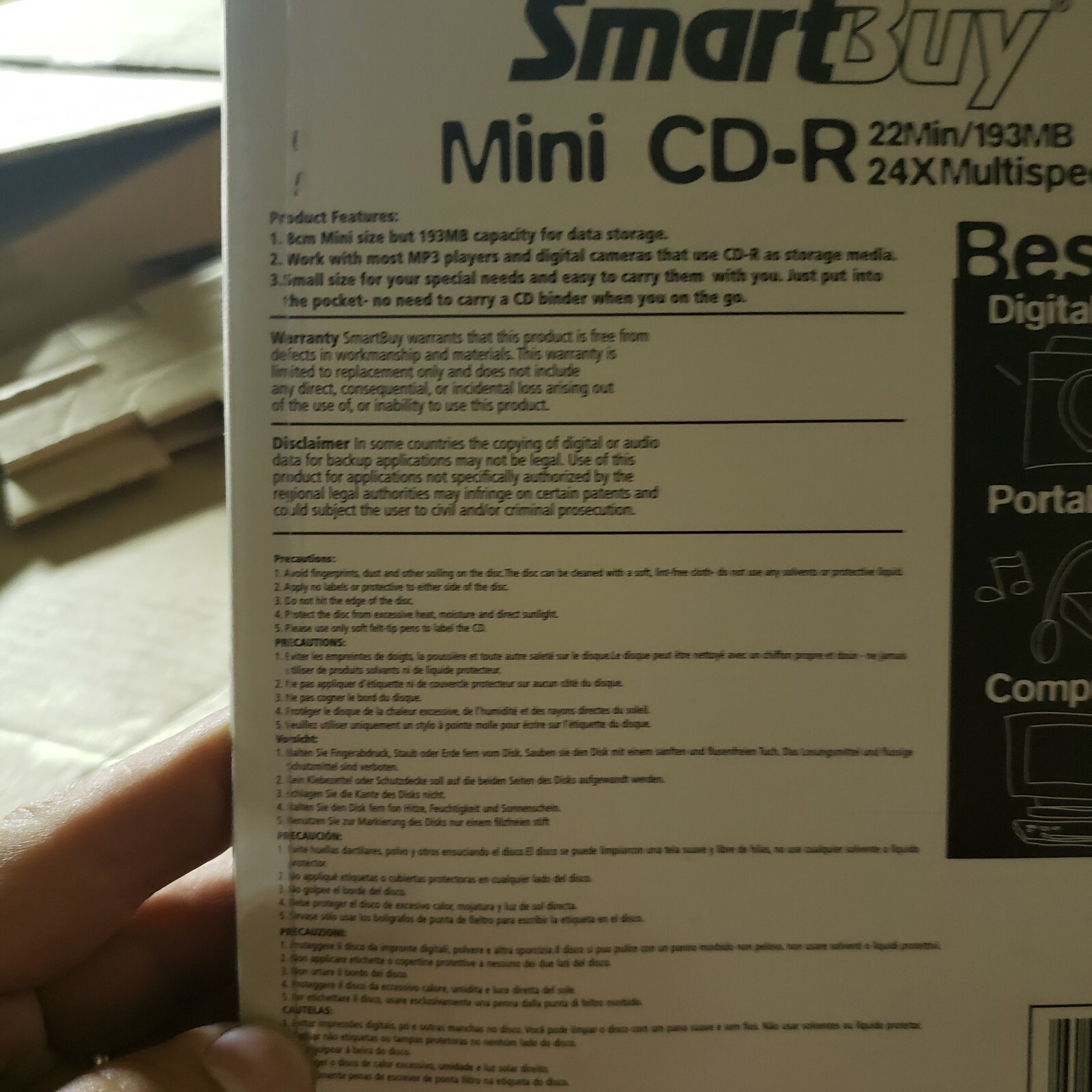 25x Mini CD-R 25 Pack 8cm 193 MB Mo 22 Minute 1x-24x Pocket CD-R Memory CDR NEW