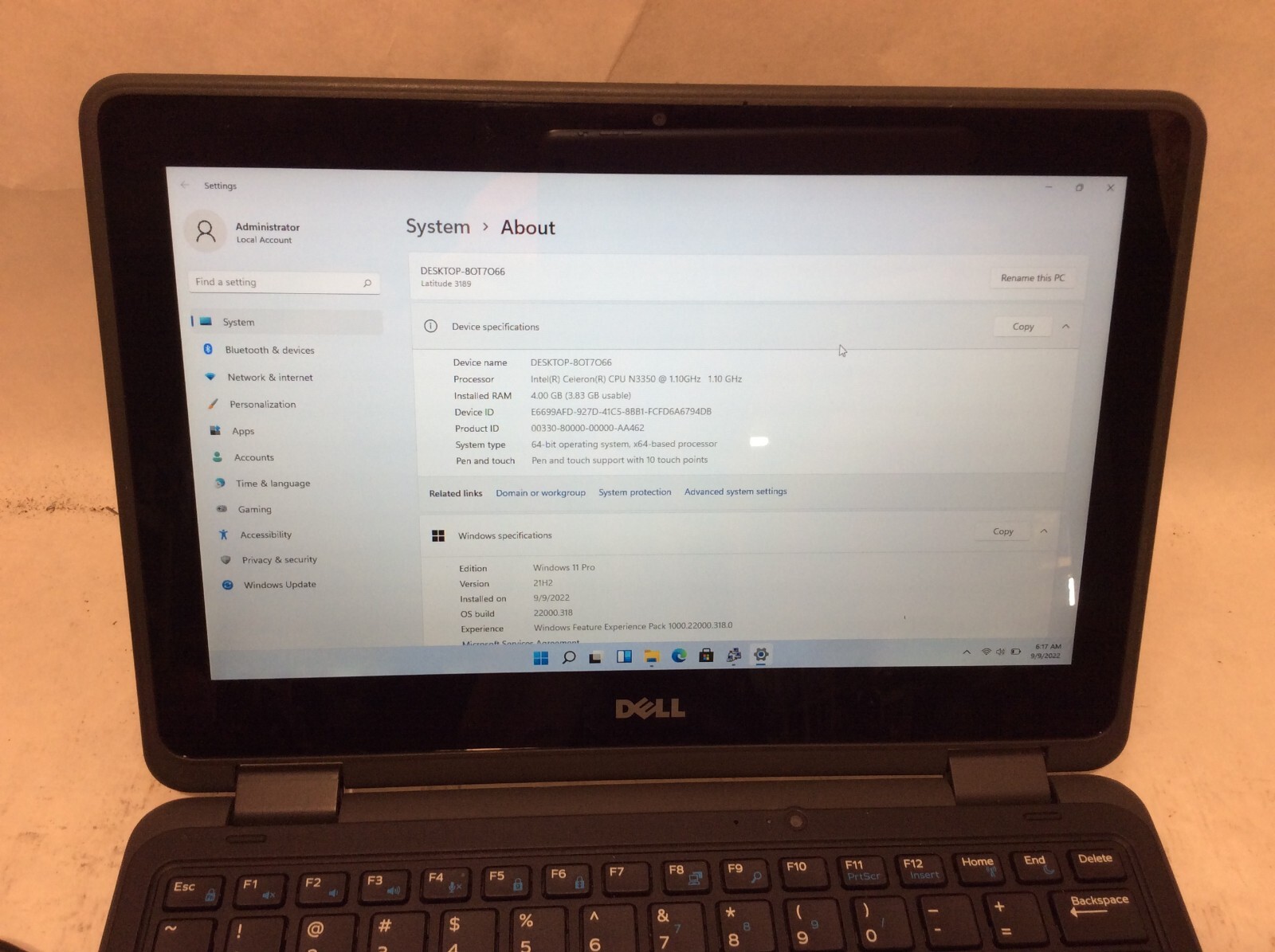 Dell 3189 11.6″ 2-in-1 Touch Laptop N4200 – 128GB – 4GB – Front Facing Camera
