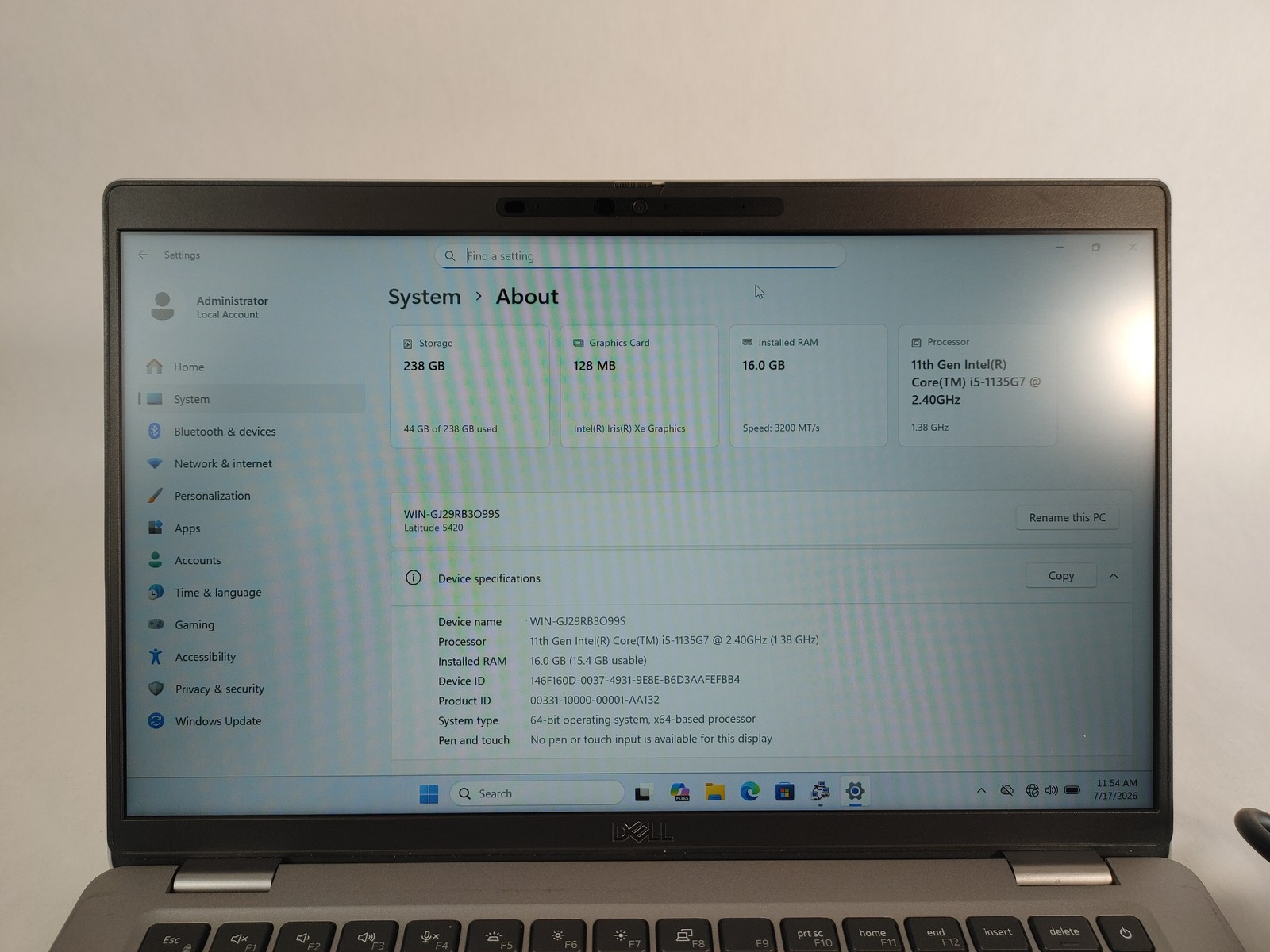 Dell Latitude 5420 Core i5-1135G7 2.40 GHz 16 GB DDR4 256 GB M.2 Windows 11 Pro