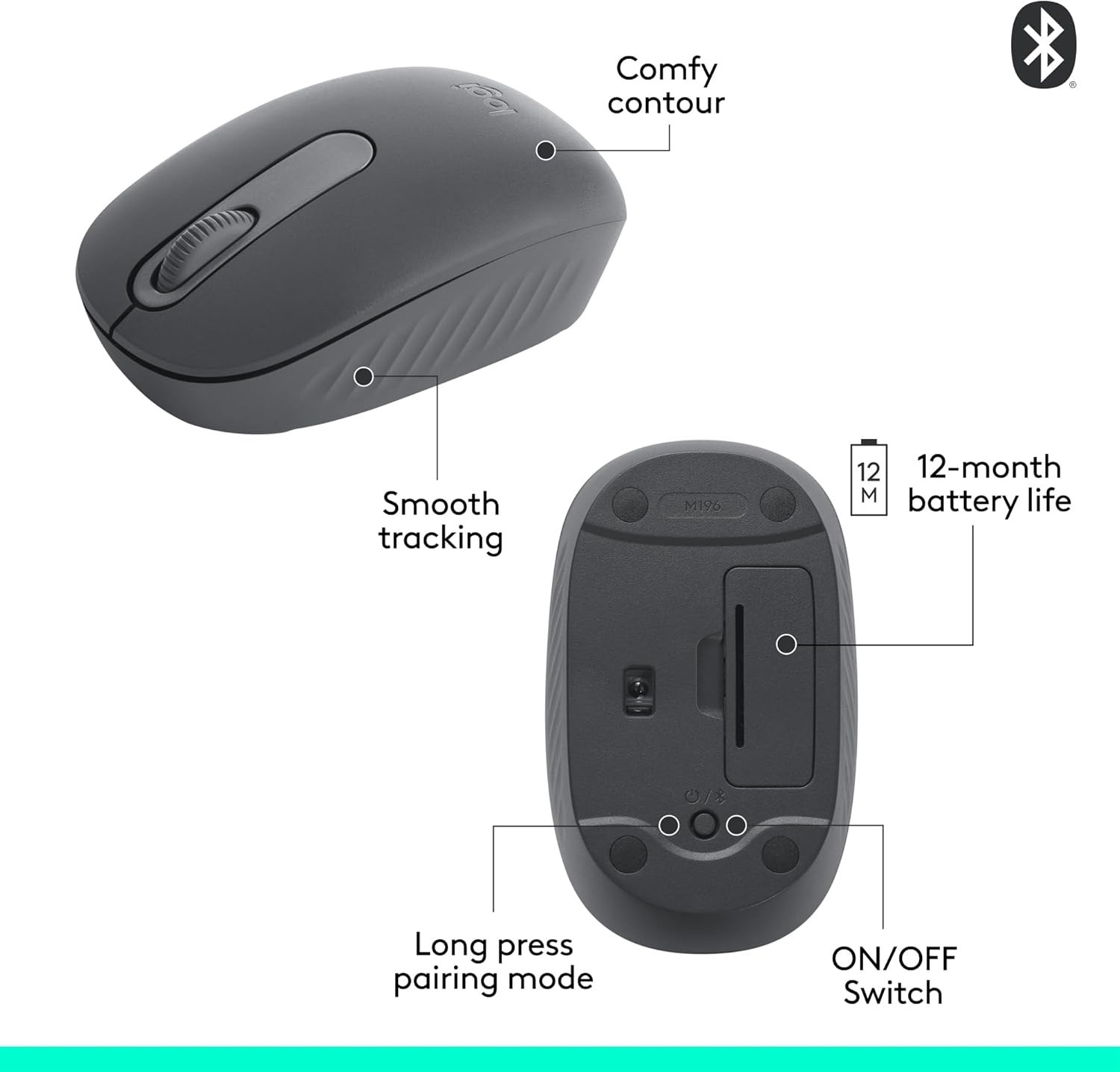 NEW Logitech M196 Bluetooth Wireless Mouse Compact and Portable Mouse