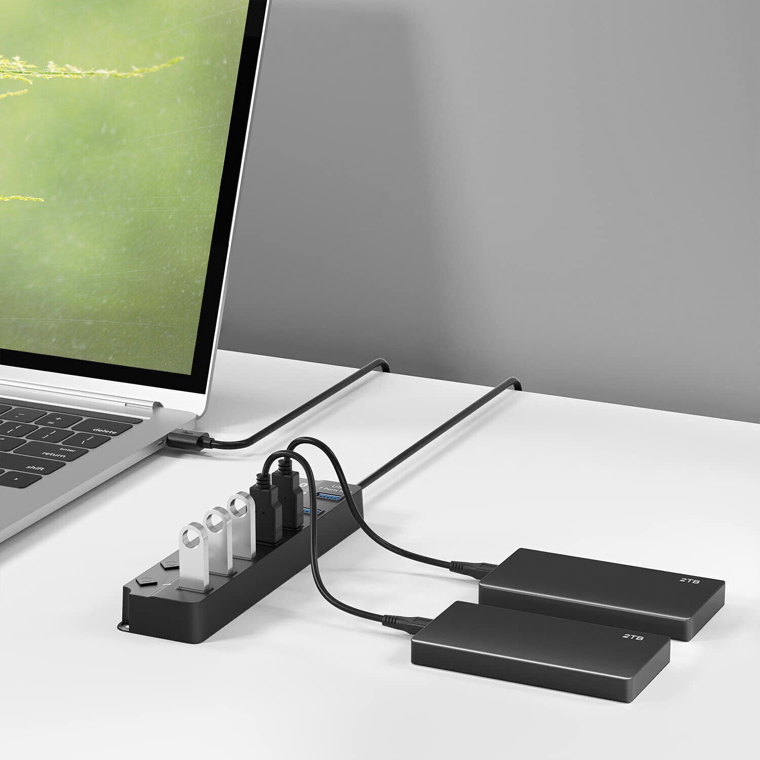 7 Port USB 3.0 Hub Splitter Adapter Cable High Speed For PC Laptop Mac Desktop