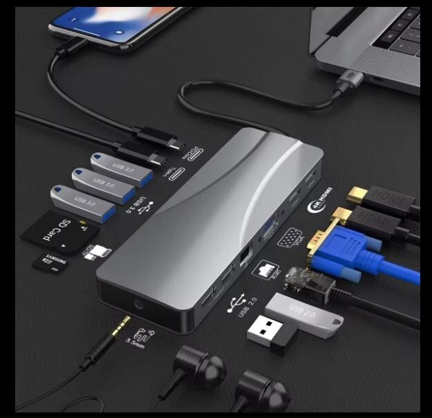 USB C Docking Station Adapter – 4K HDMI, USB 3.0, Ethernet, SD Card Reader