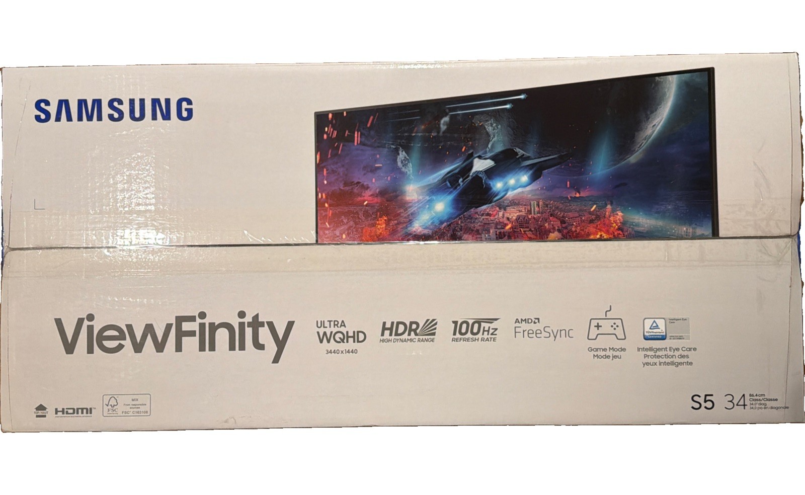 SAMSUNG ViewFinity S5 34″ Ultra-WQHD Monitor 100Hz, 5ms, HDR10, AMD FreeSync NEW