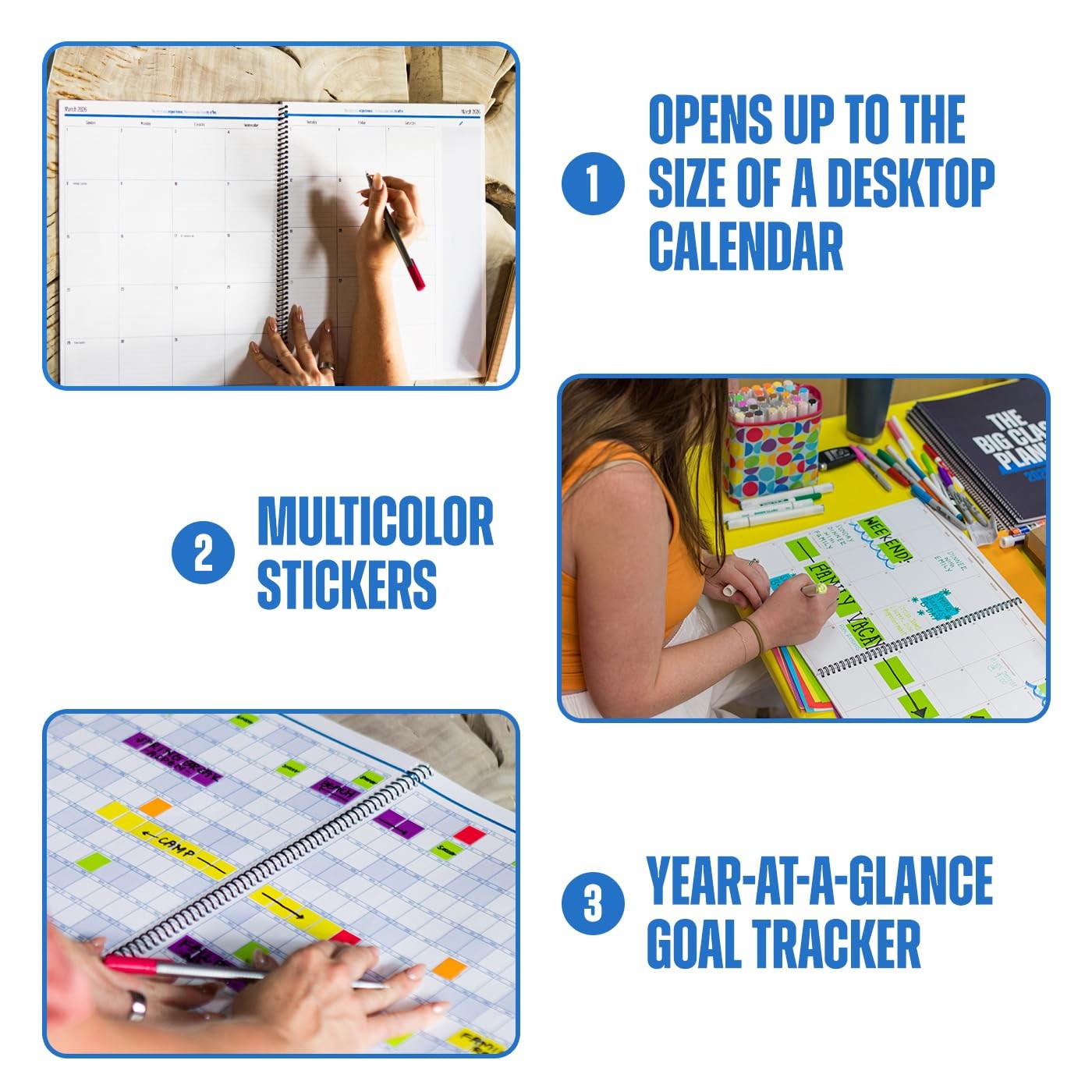 Academic Planner 11×14 Large Foldable Dry Erase June 2026 2027 Portable Class
