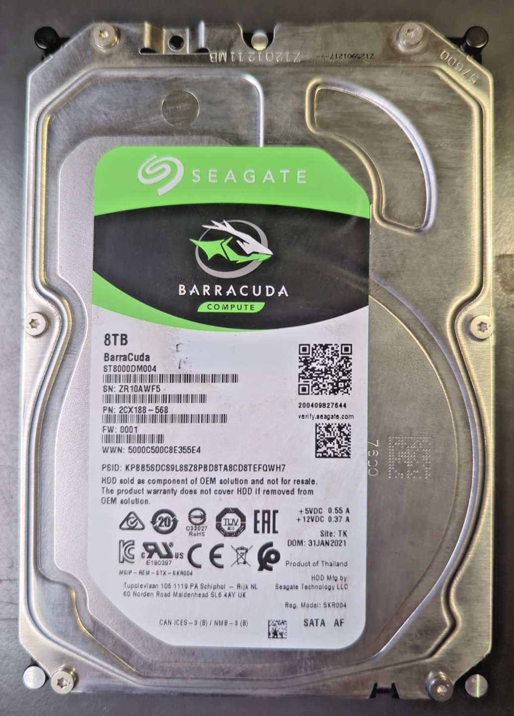 ST8000DM004-2CX188 – Seagate Barracuda – 8TB – SATA – Hard Drive