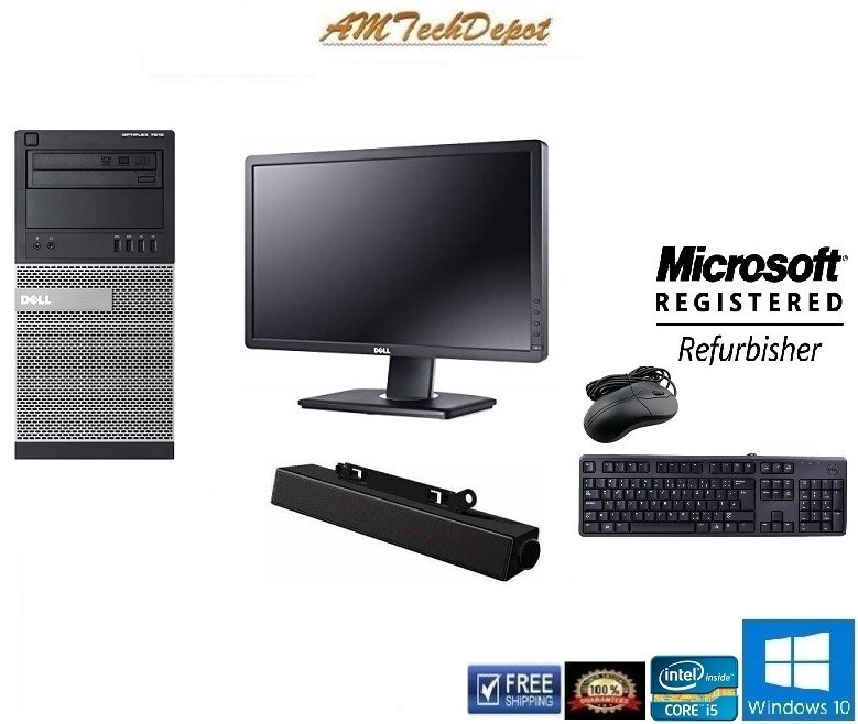 Dell Optiplex 7010 MT i5 3.2Ghz 16GB Win10 Pro 500GB HDD W/P2212 HD Monitor