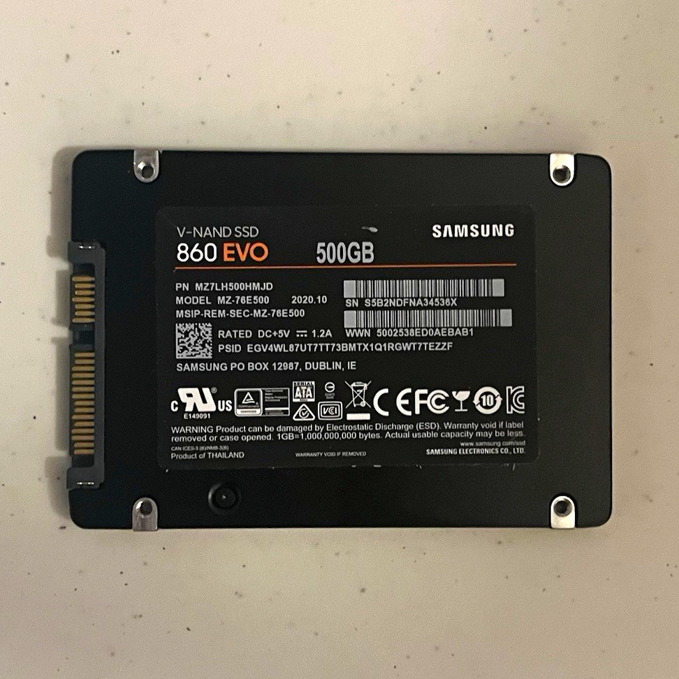 96% HEALTH Samsung 860 EVO MZ-76E500 500GB 2.5 SATA III Internal SSD 550/520MB/s