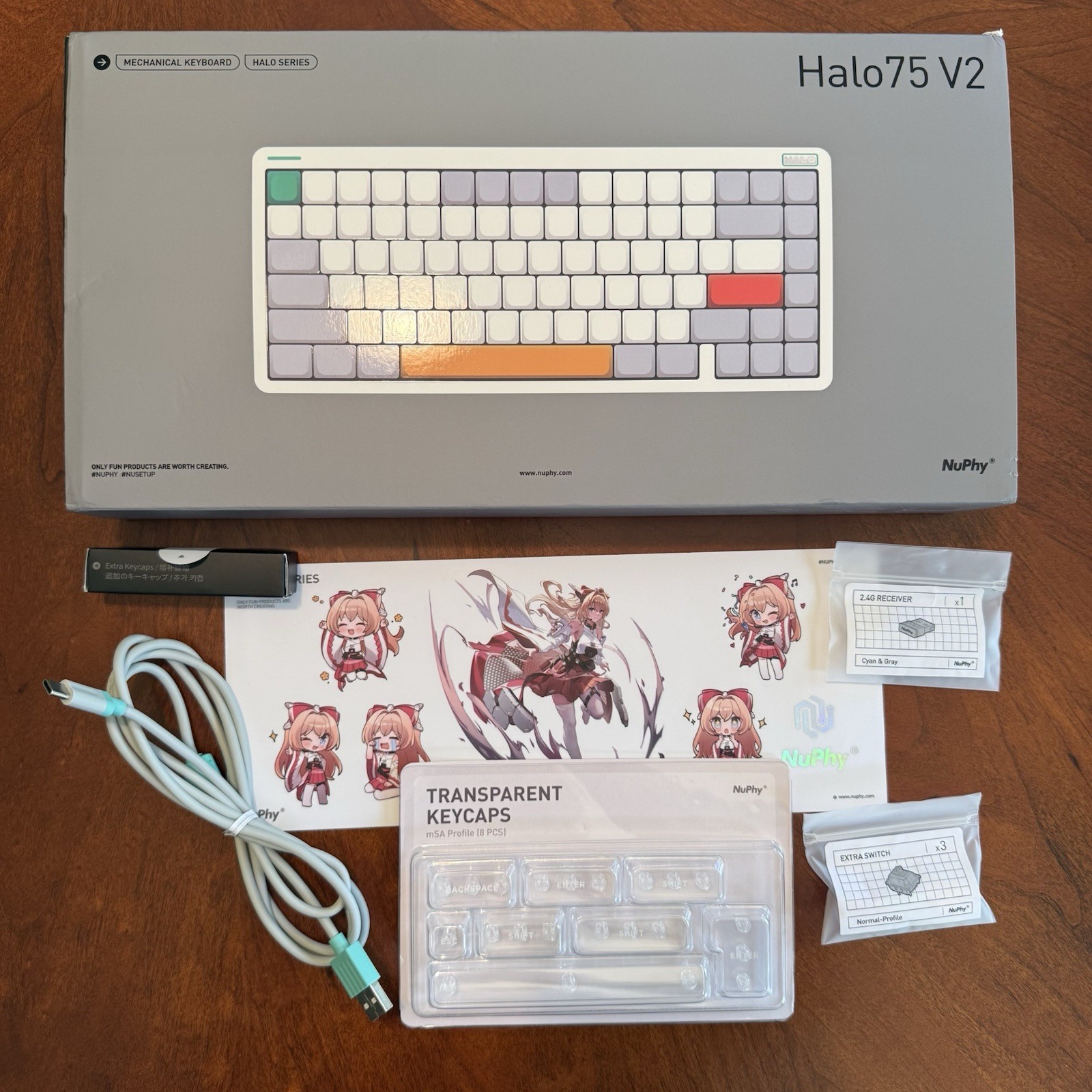 Nuphy Halo75 V2 White Mechanical Gaming Keyboard + Wrist Rest – Raspberry Switch