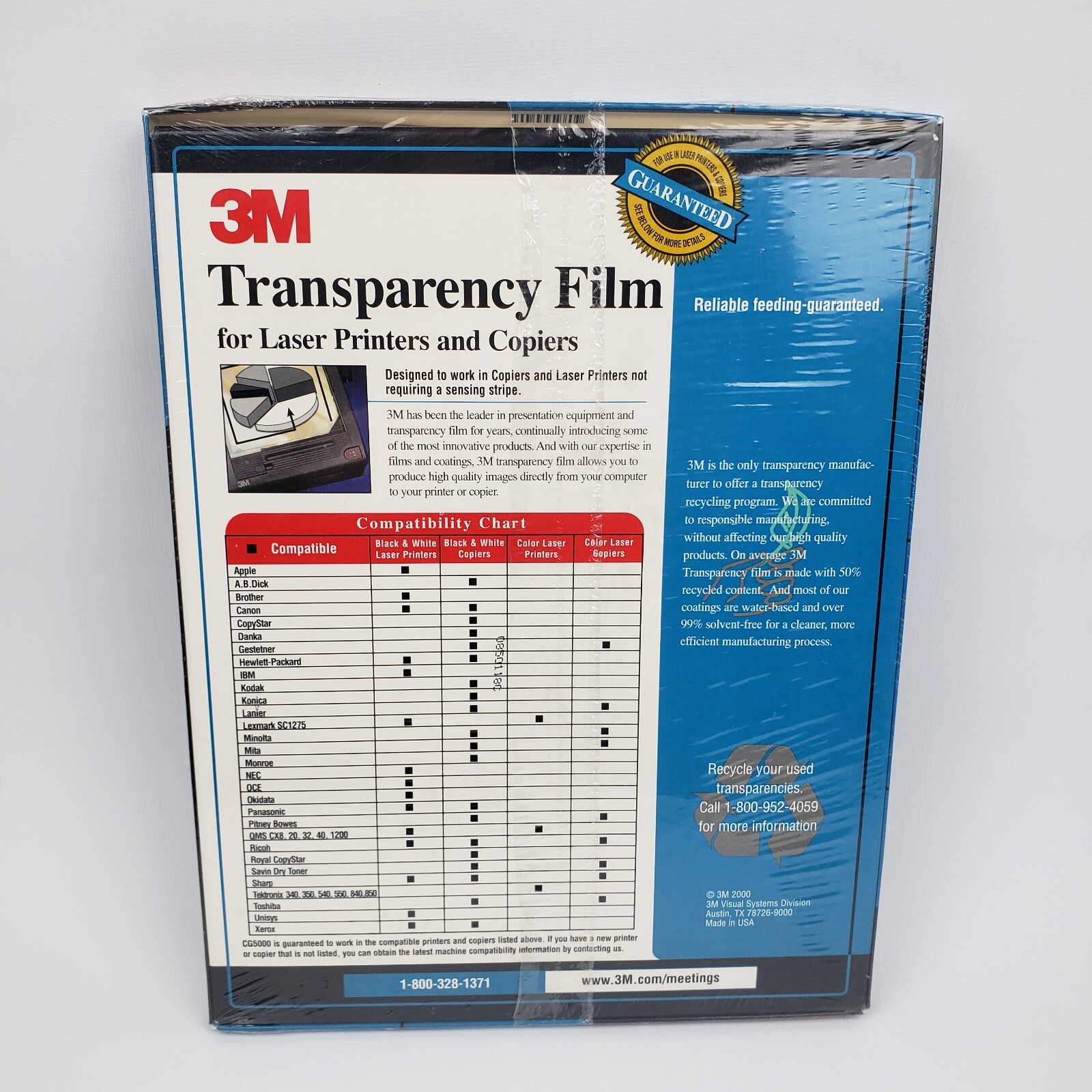 3M Transparency Film CG5000 for Laser Printers & Copiers 50 Sheets New Sealed
