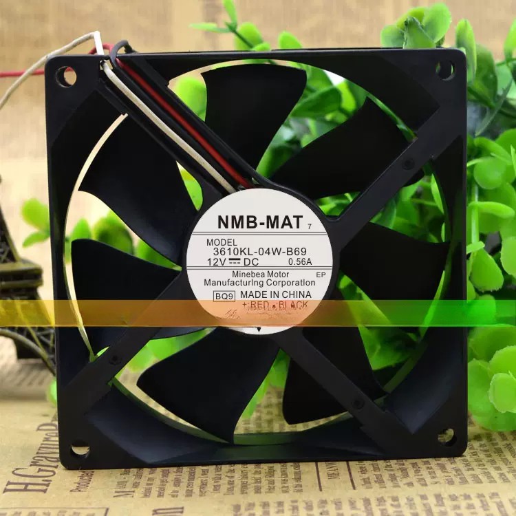 For NMB 3610KL-04W-B69 9025 12V 0.56A 9CM 3-Wire Dual Ball Cooling Fan