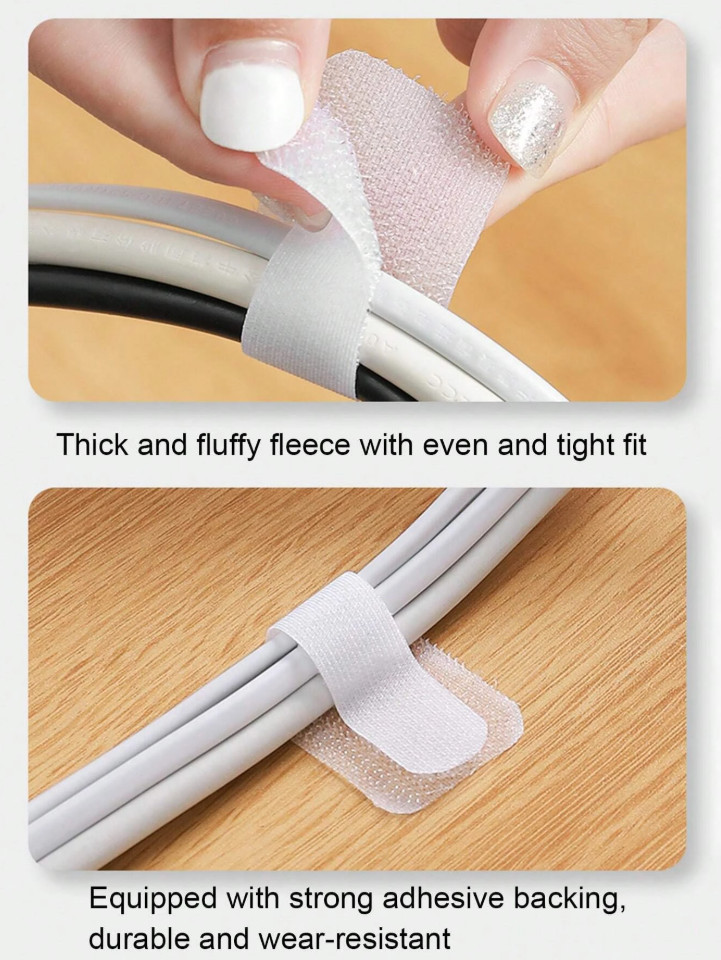 10pcs Hook & Loop Cable Organizer Straps – Wire Management for Home & Office