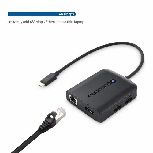 USB-C Multiport Adapter with 8K DisplayPort, 2x USB 2.0, 480 Mbps Ethernet & PD