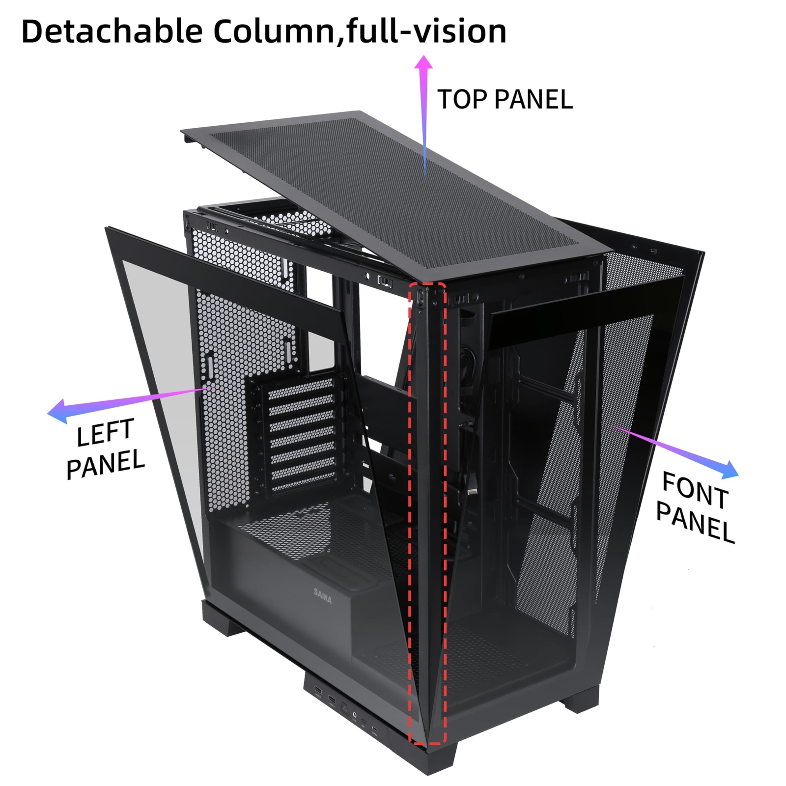 SAMA NEVIEW 4503 Black Full Tower PC Case, Dual Tempered Glass Panels, 4X12CM…