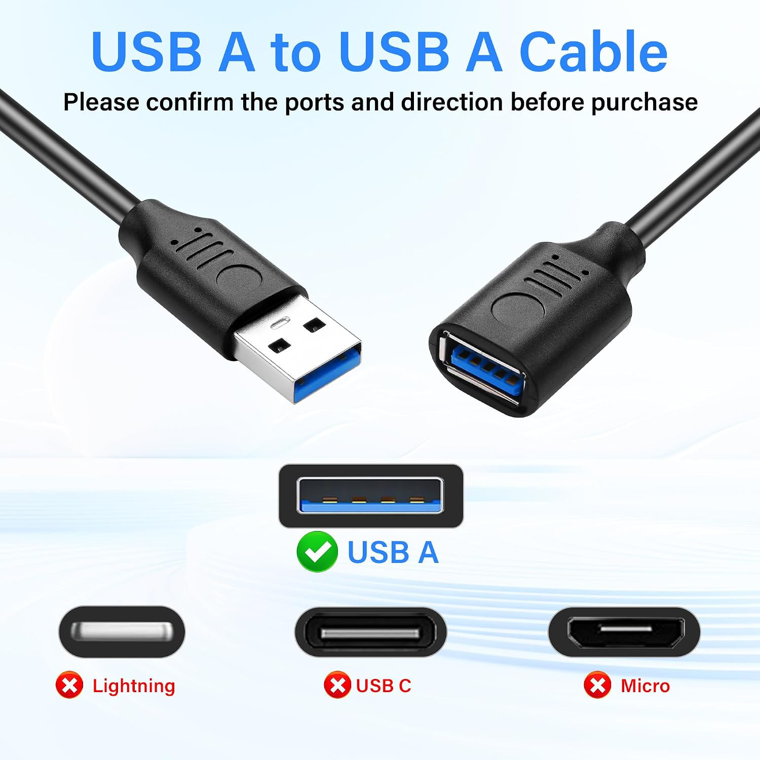 USB 3.0 Cable with On/Off Switch – USB Type a Male to Female Extension Cable – S