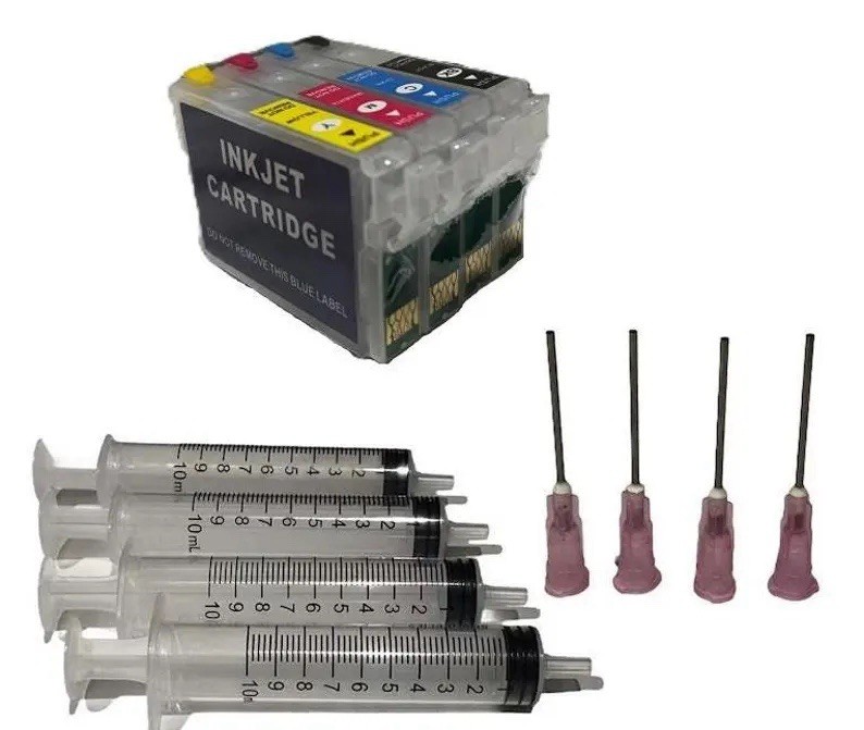 Refillable 252 Empty Ink Cartridge WF-7720 Printer & 4 Syringes Sublimation ink