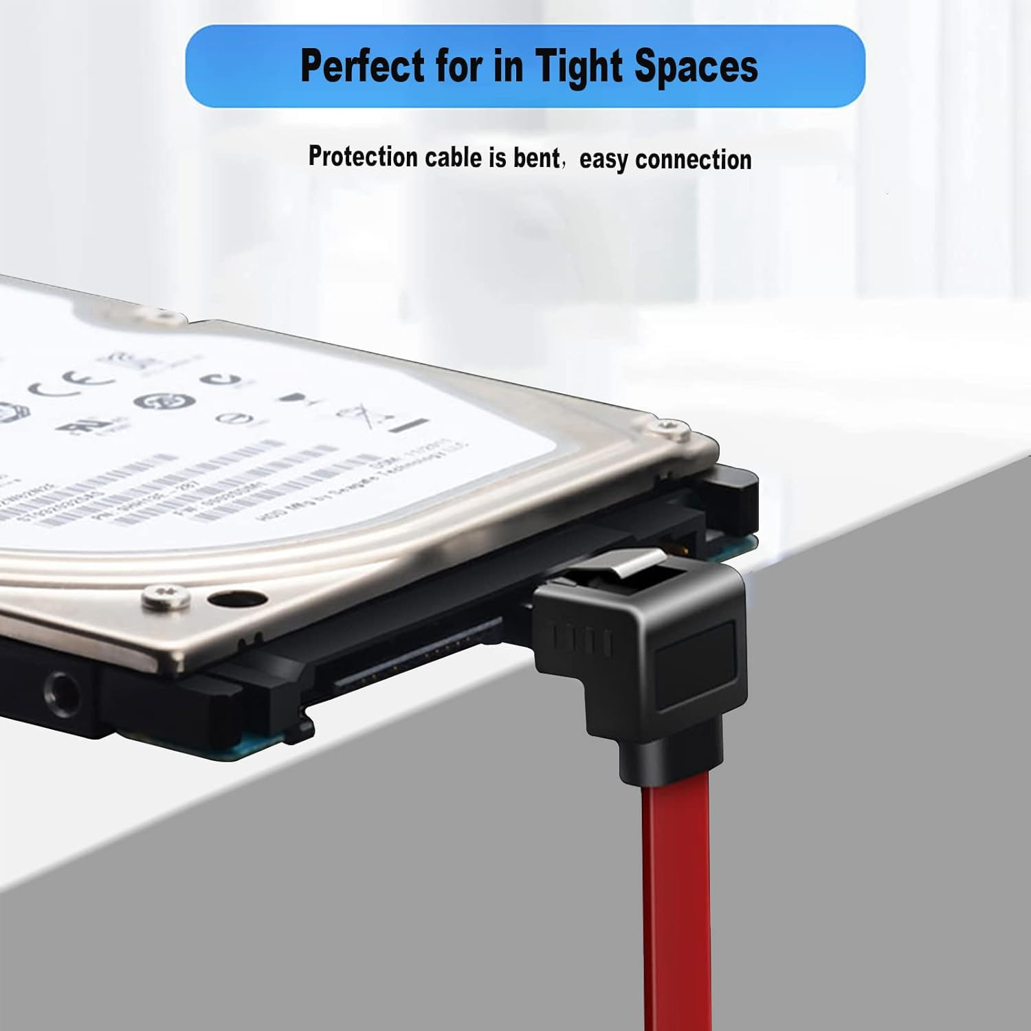 SATA III Cable 6Gbps 90 Degree Right Angle Locking Latch 8 Inches for HDD Lot