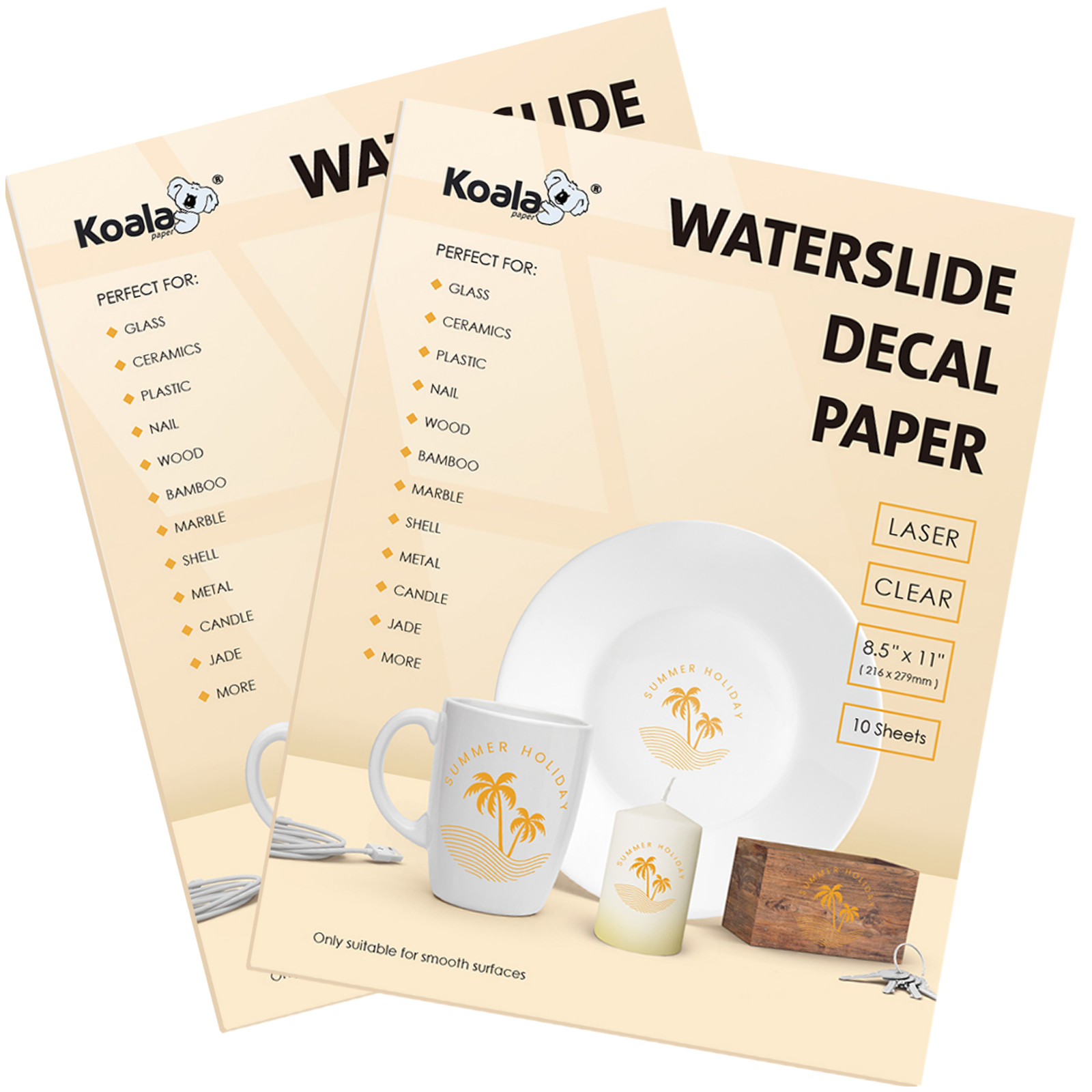 20 Sheets Koala Waterslide Decal Transfer Paper Laser Clear Water Slide 8.5×11