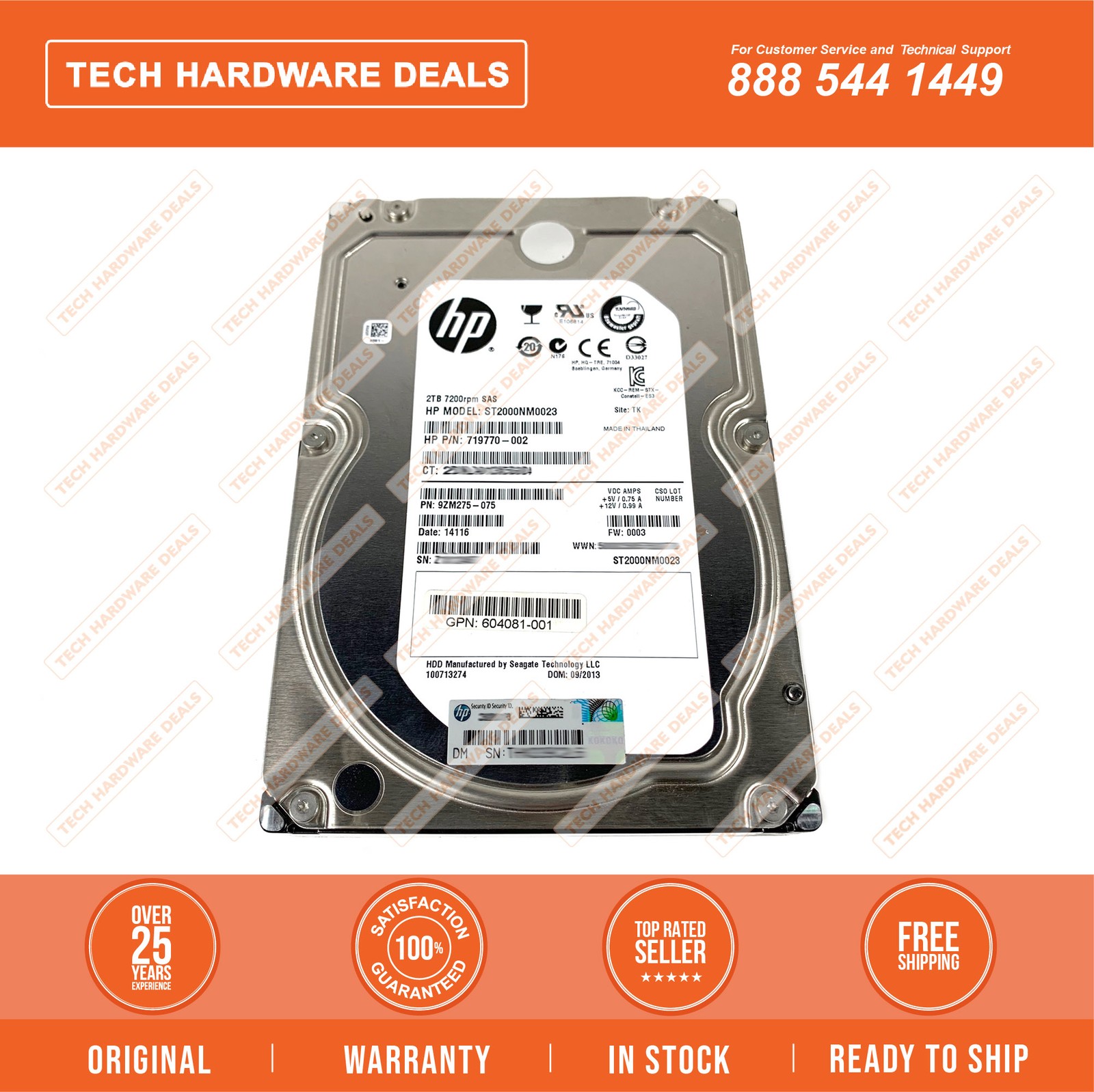 ST2000NM0023 2TB 7.2K 6G SAS 3.5in Enterprise Hard Driv