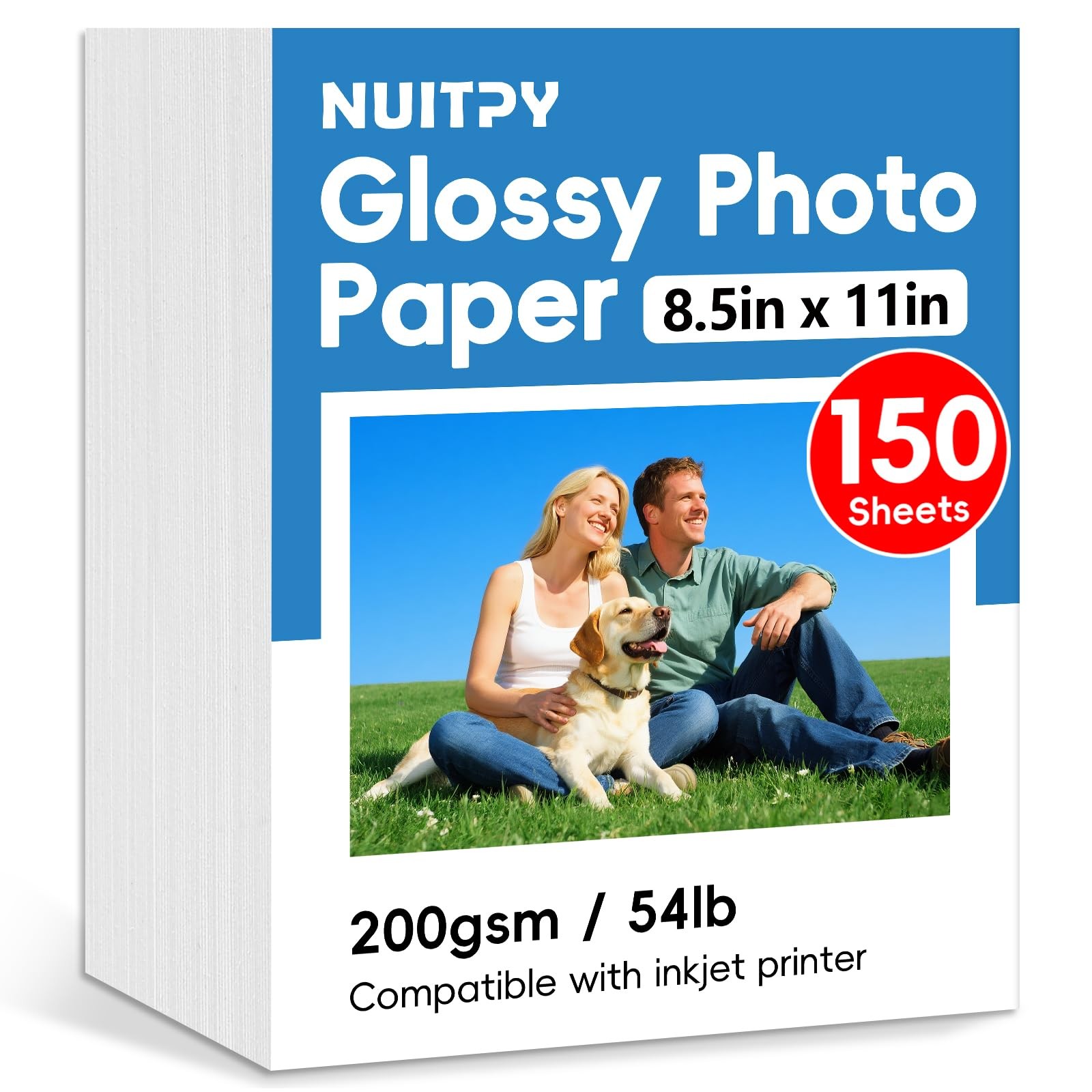 150 Sheets 8.5×11 Glossy Photo Paper, Inkjet, 200gsm 54lb, Picture, Brochure