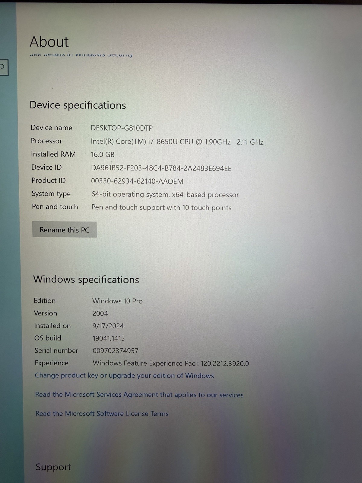 Microsoft Surface Pro 11.5in Touch Wi-Fi i7-8650U 16GB 237GB Win10 Pro Silver