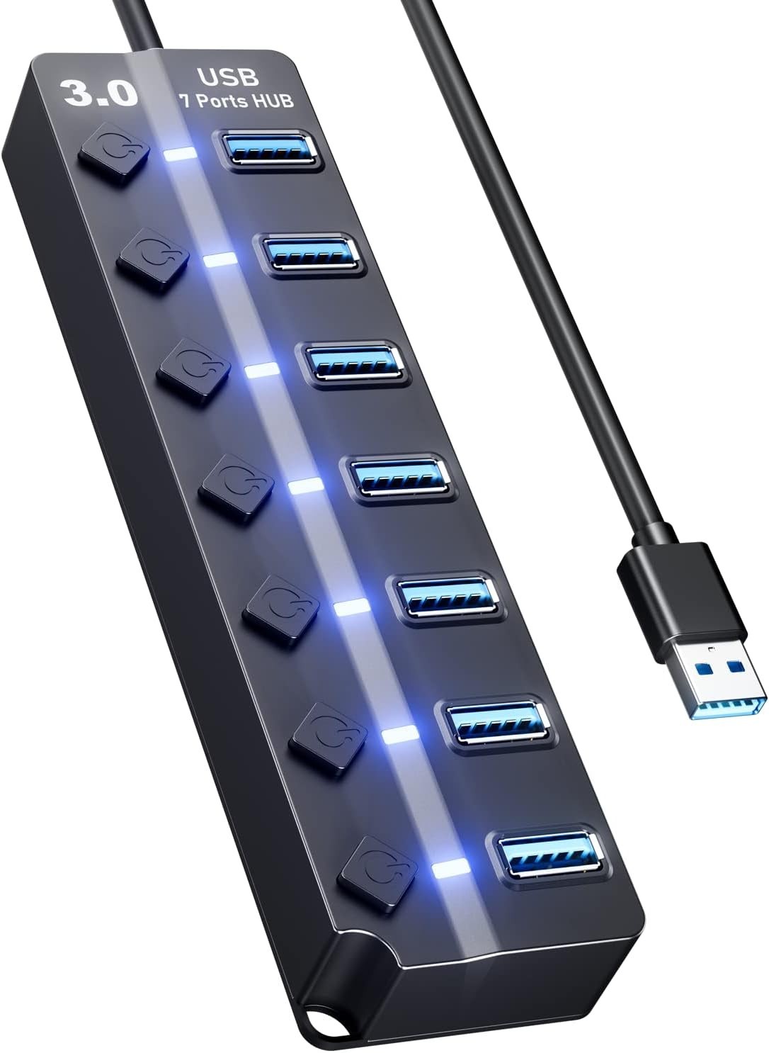Plug and Play 7-Port USB Hub 3.0 for Fast Data Transfer and Easy Use