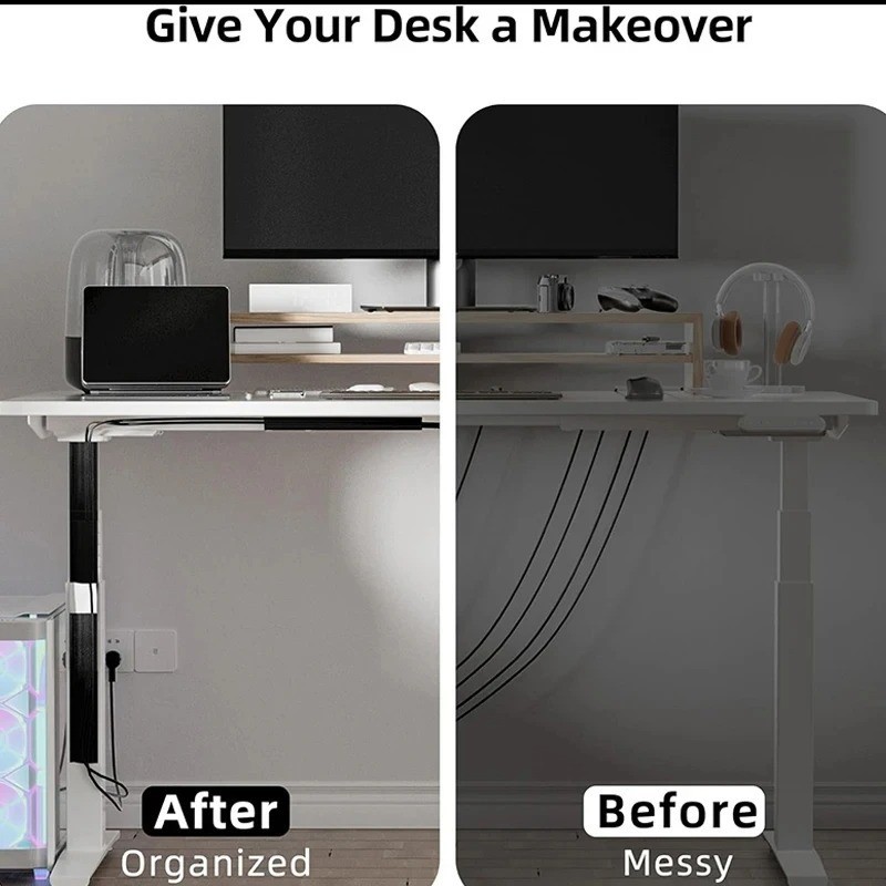 1pc PVC Desk Cable Tray Cable Management Under Desk Channel Cable Raceway 40cm