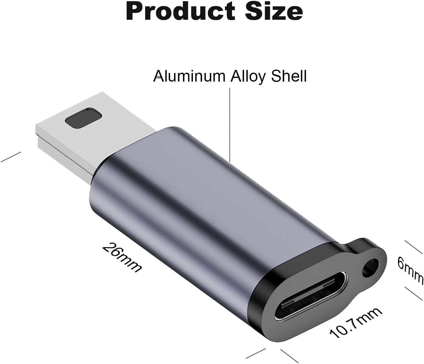 Mini USB 2.0 to USB C Adapter (4 Pack), USB Type C Female to Mini USB Male Conve