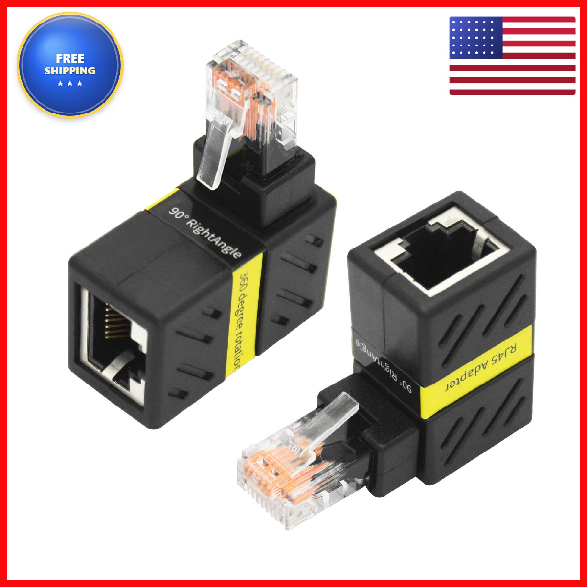 Aurorapath Cat6 Ethernet Adapter Rotatable Rj45 Male To Female Gigabit 1000Mbps