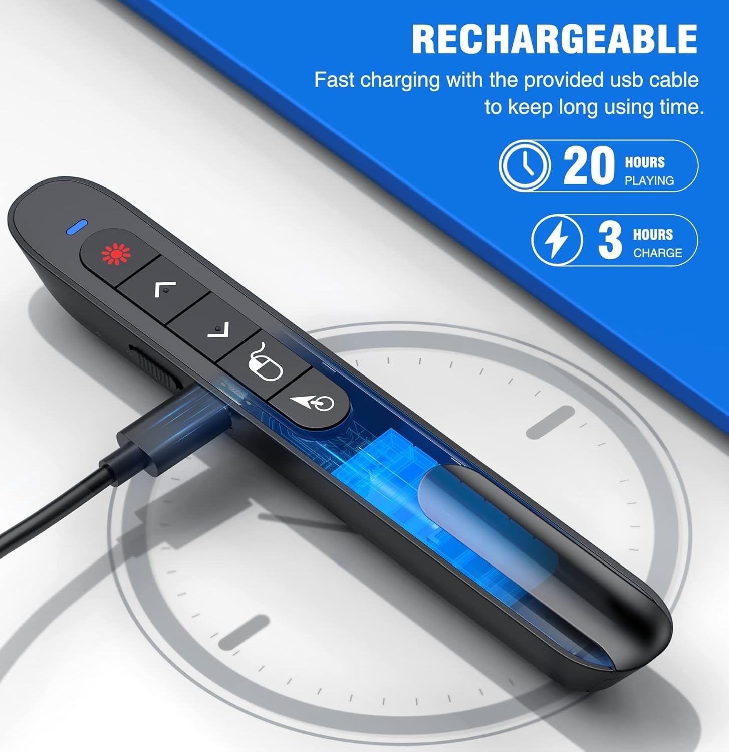 Wireless Presenter Remote Air Mouse Rechargeable USB C PowerPoint Slide Clicker