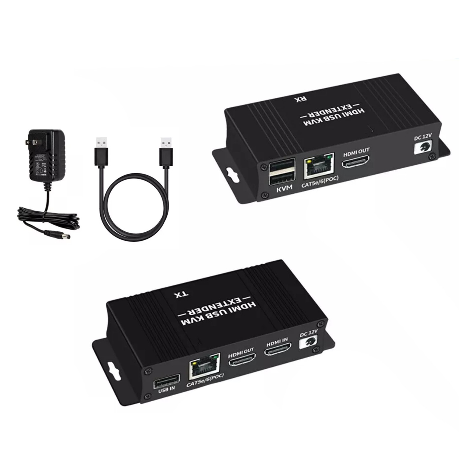 60M HDMI KVM Extender Splitter Over Ethernet Cat5e/6 HDMI USB RJ45 Extender