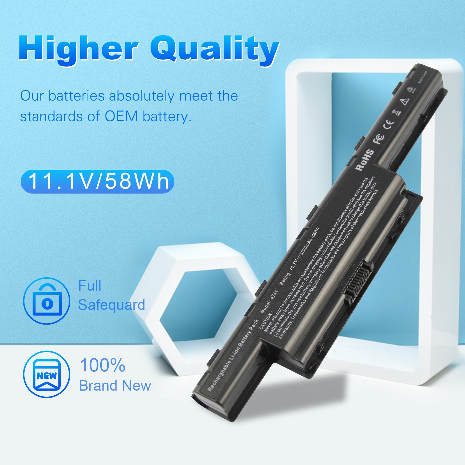 New Laptop Battery for Acer Gateway AS10D81 AS10D7E LC.BTP00.127 5200mah 6 Cell